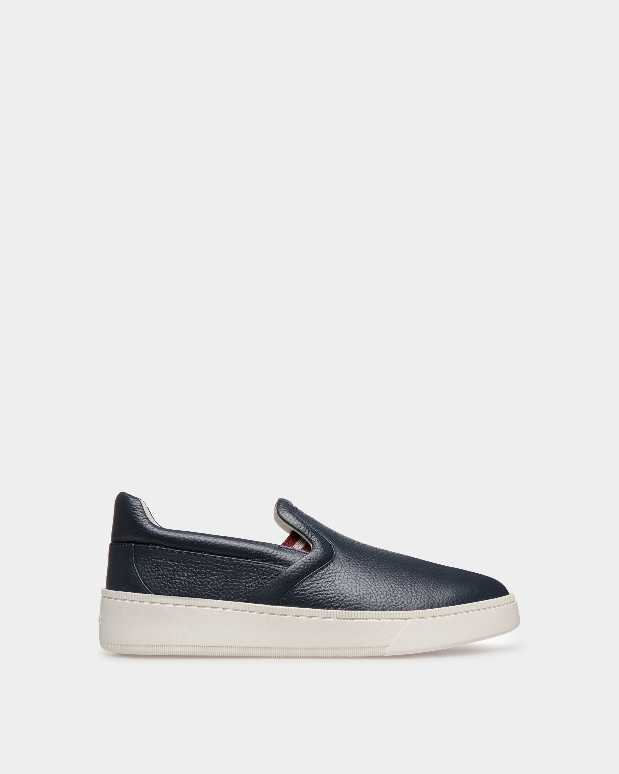 Sneaker Slip-On Raise En Cuir Grainé Bleu - Homme - Bally - 01