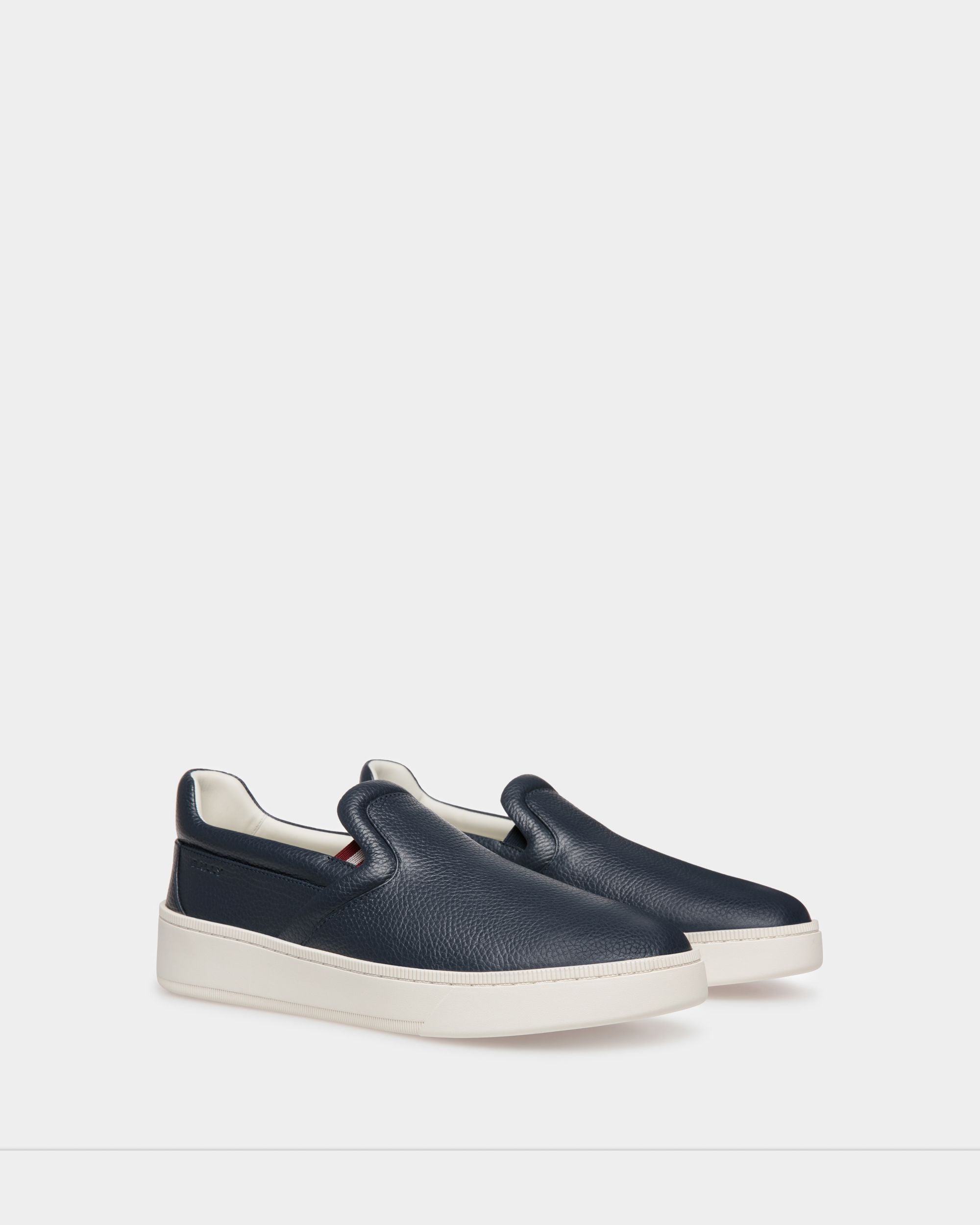 Sneaker Slip-On Raise En Cuir Grainé Bleu - Homme - Bally - 02