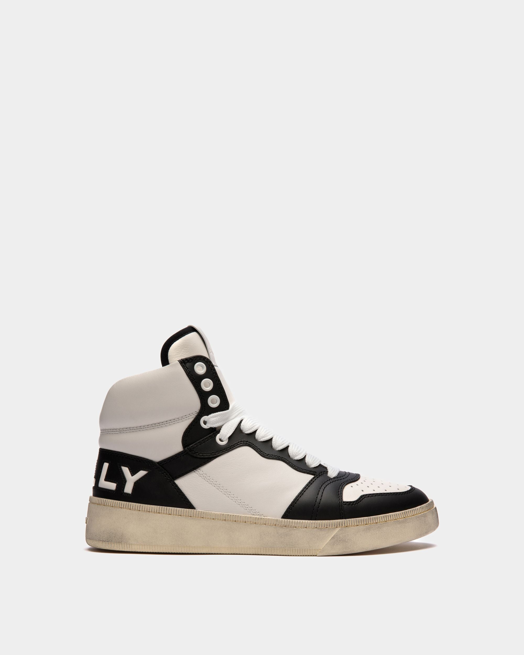 Raise High-Top Sneaker in Black And White Leather - Men's - Bally - 01