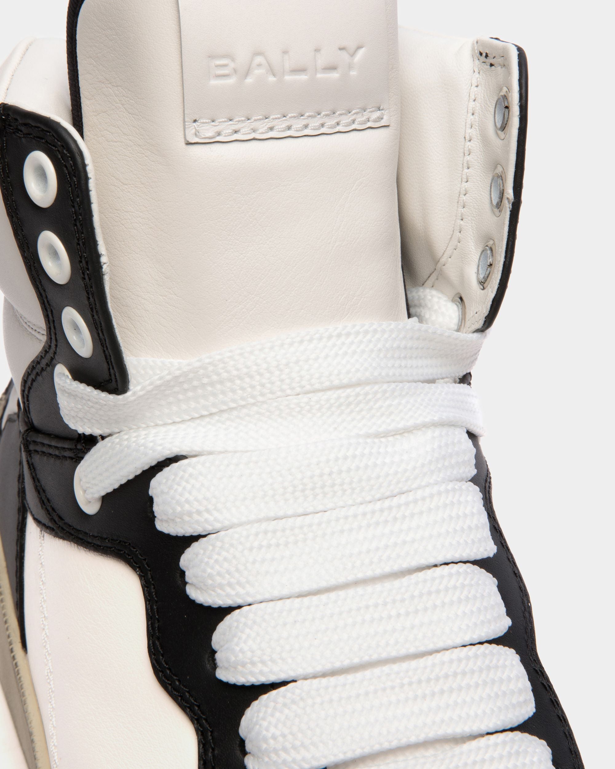 Raise High-Top Sneaker in Black And White Leather - Men's - Bally - 05