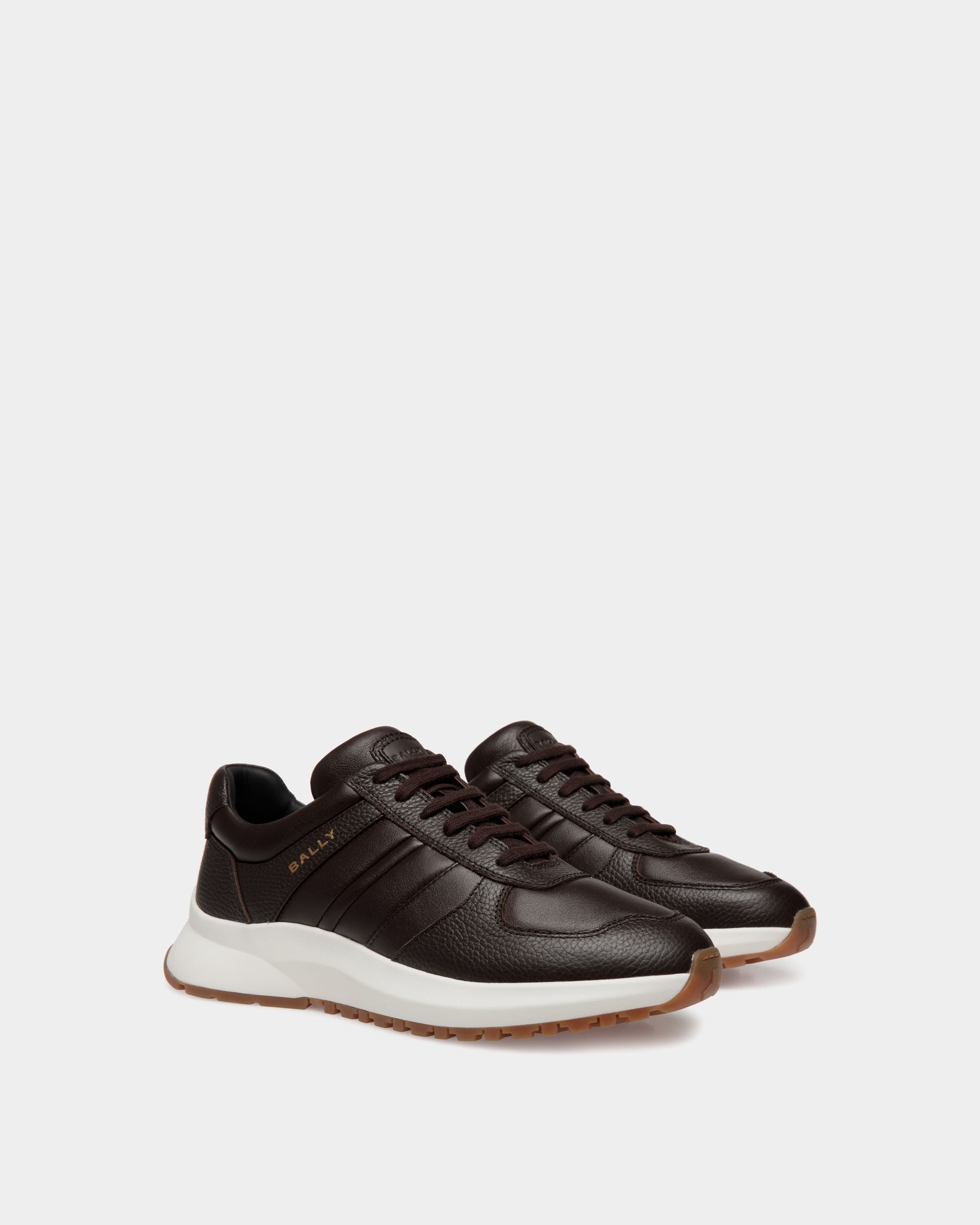 Sneaker Outline In Pelle Granata Color Ebano - Uomo - Bally - 02