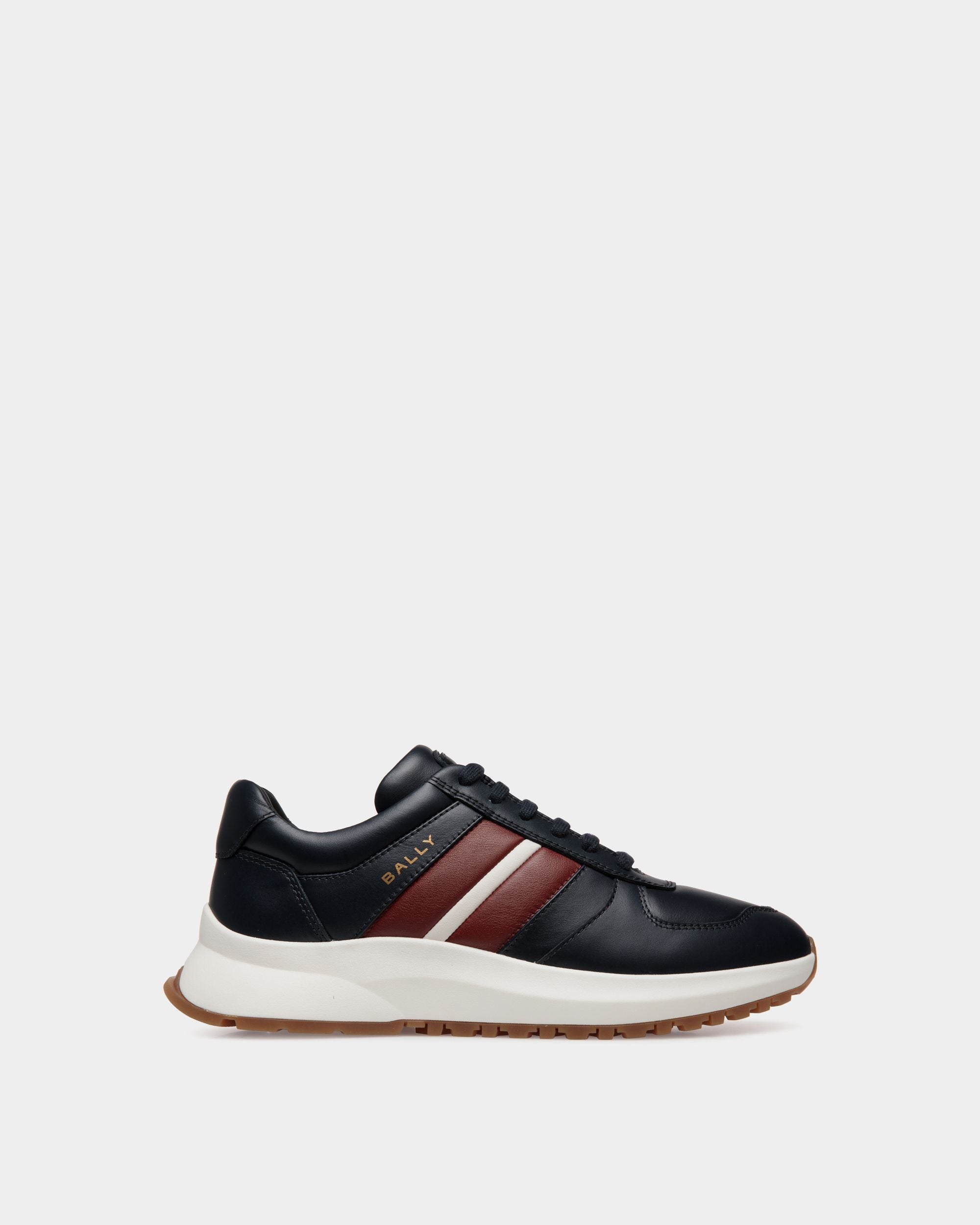 Sneaker Outline In Pelle Navy Blue - Uomo - Bally - 01