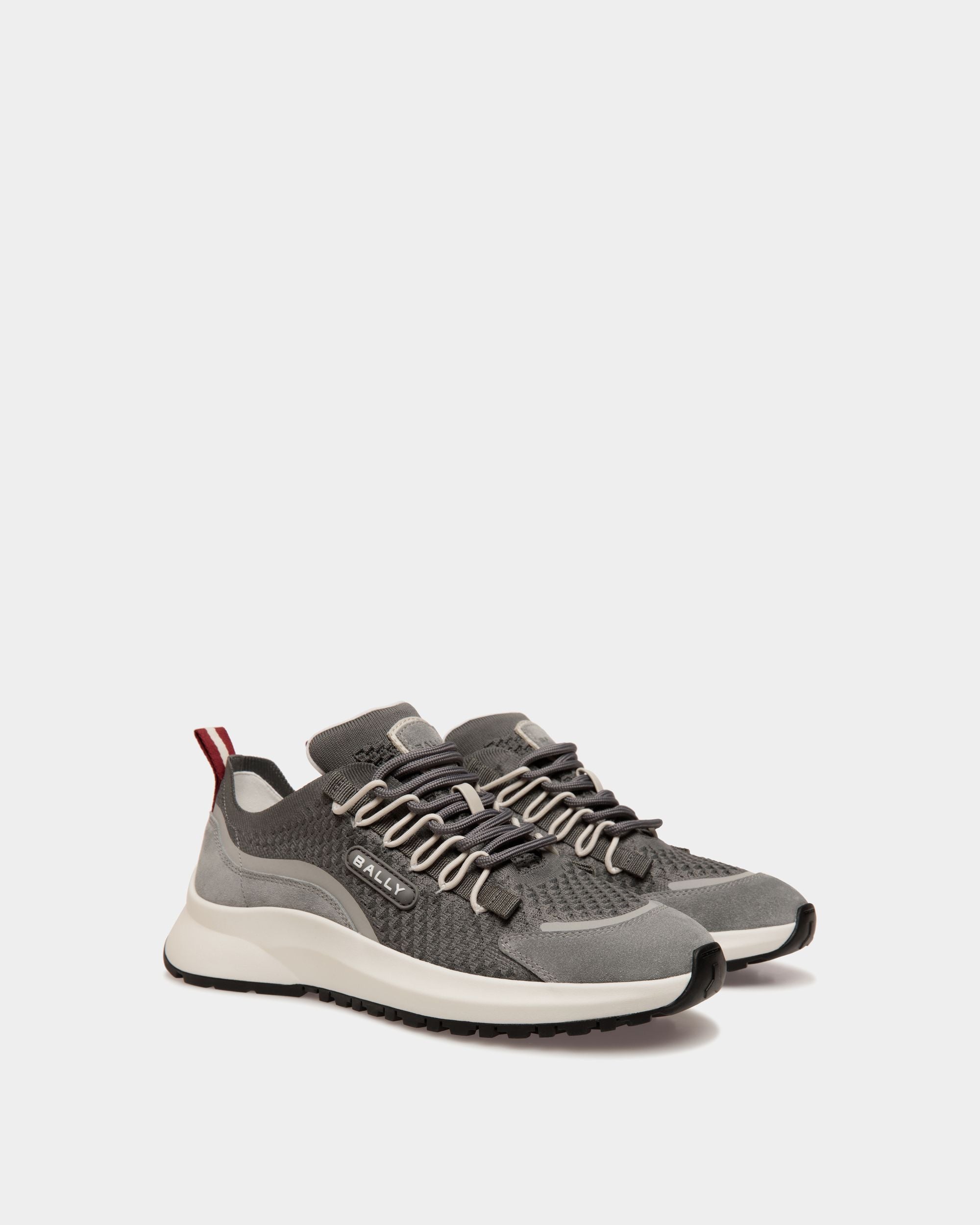 Outline Sneaker Aus Strickgewebe In Light Grey - Men's - Bally - 02