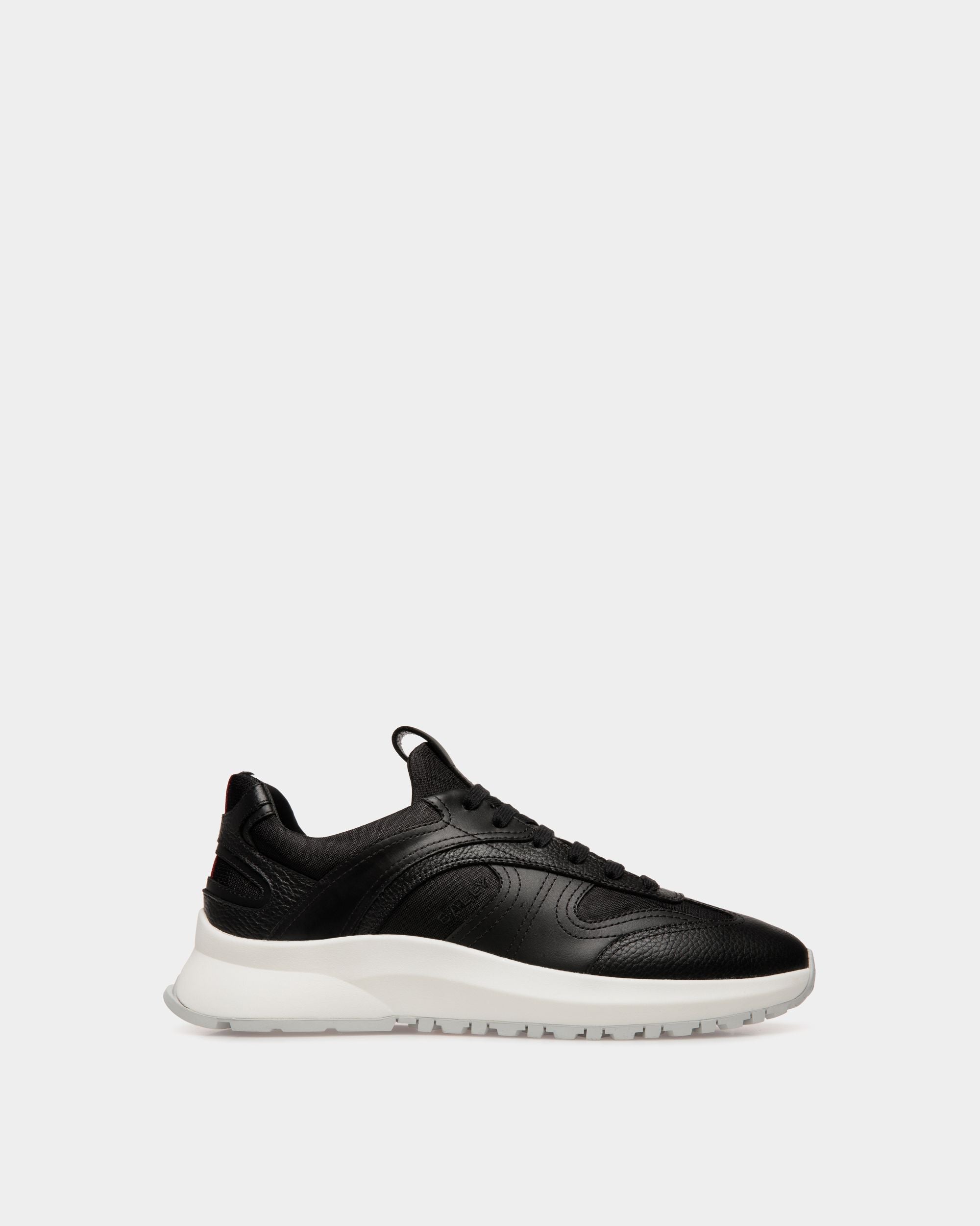 Outline Sneaker In Black And White Leather And Nylon - Men's - Bally - 01