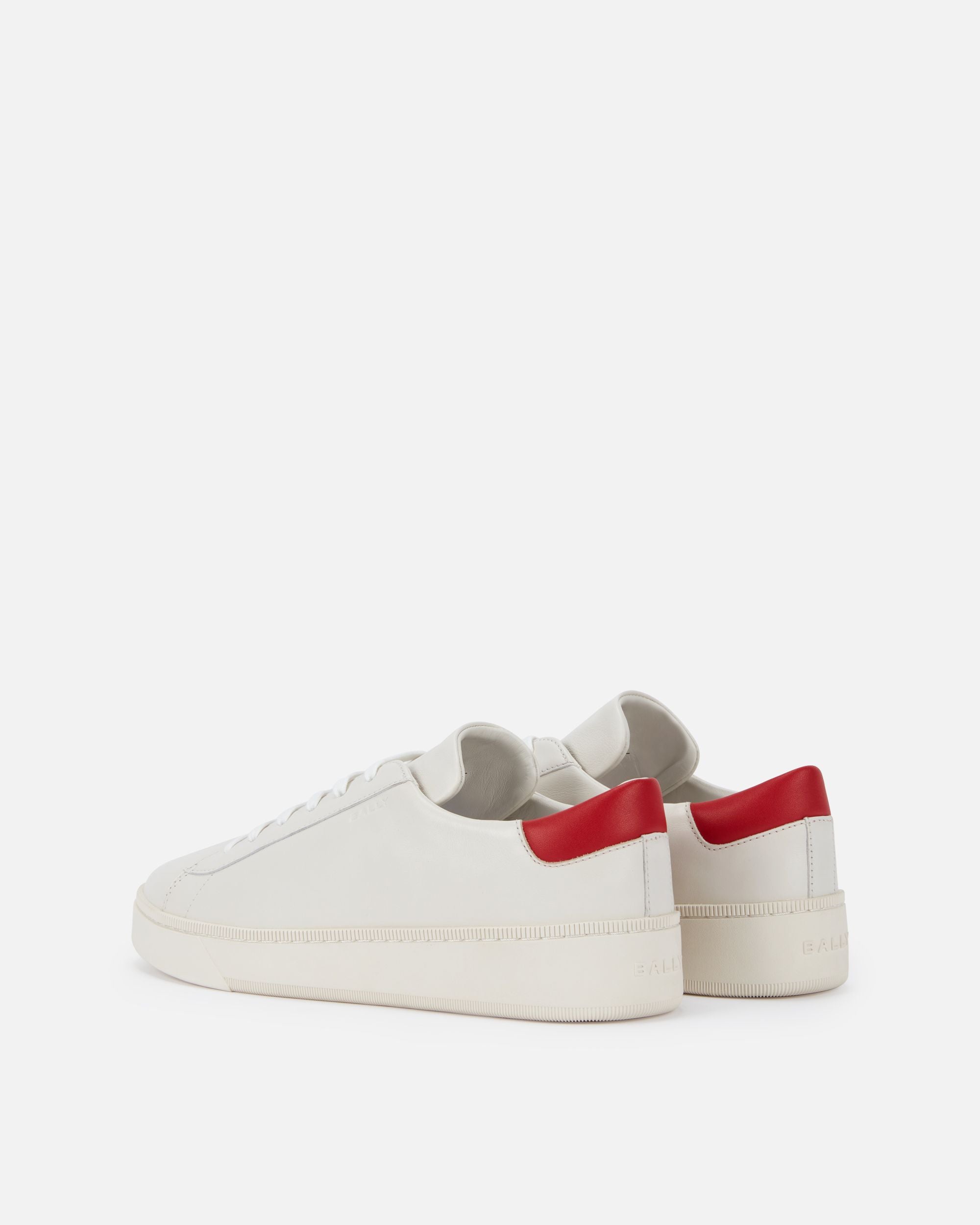 Sneaker Raise En Cuir Blanc Et Candy Red - Homme - Bally - 02