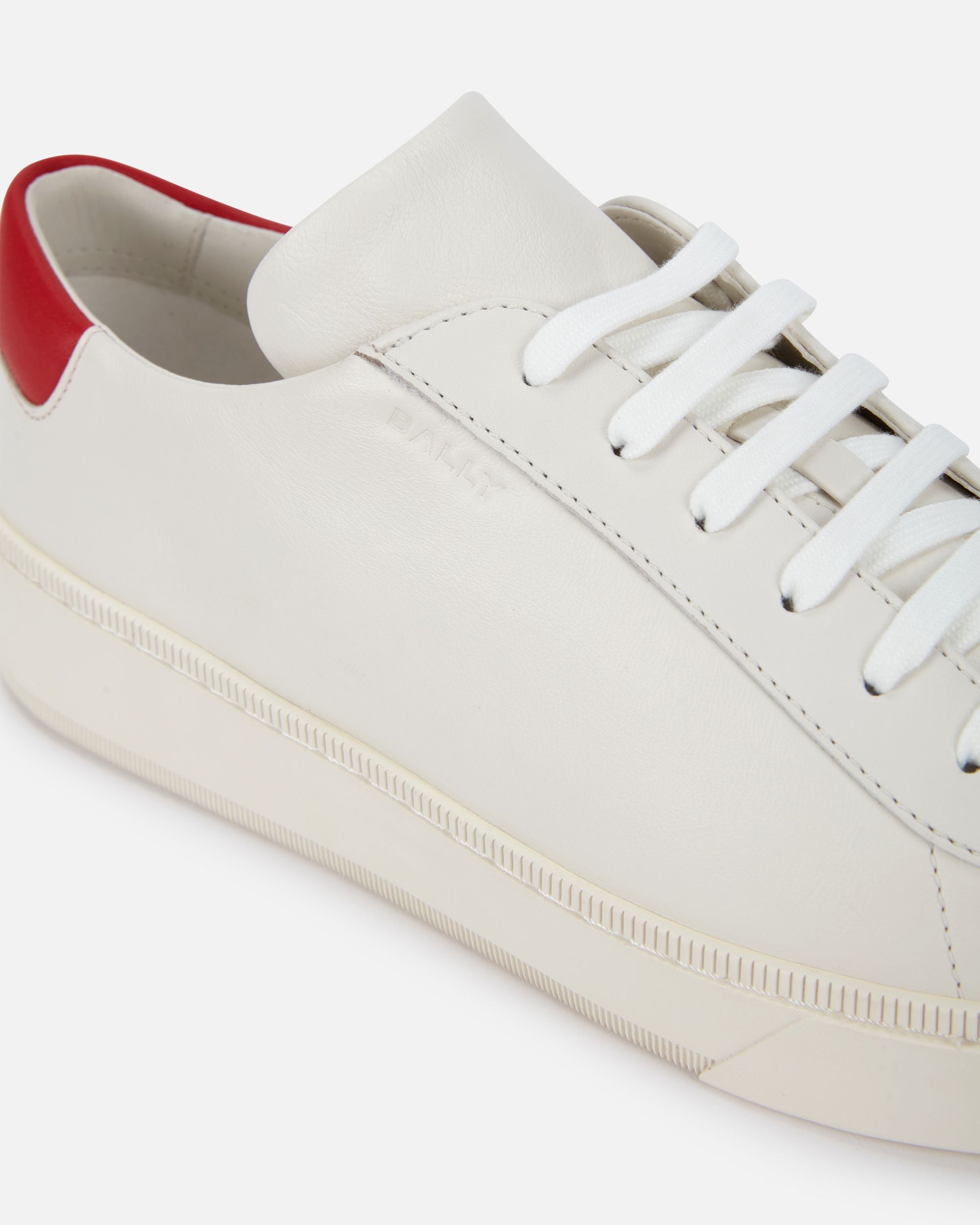 Sneaker Raise En Cuir Blanc Et Candy Red - Homme - Bally - 05