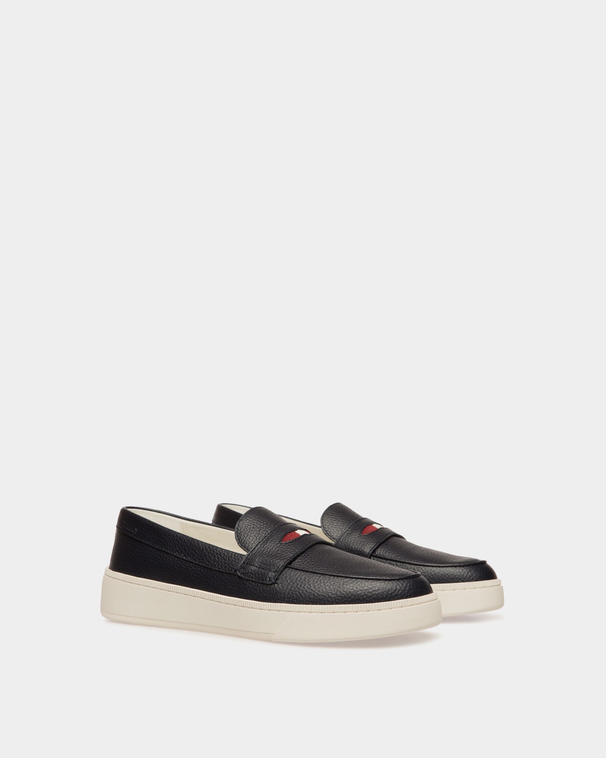 Raise Sneaker Aus Genarbtem Leder In Navy Blue - Homme - Bally - 02