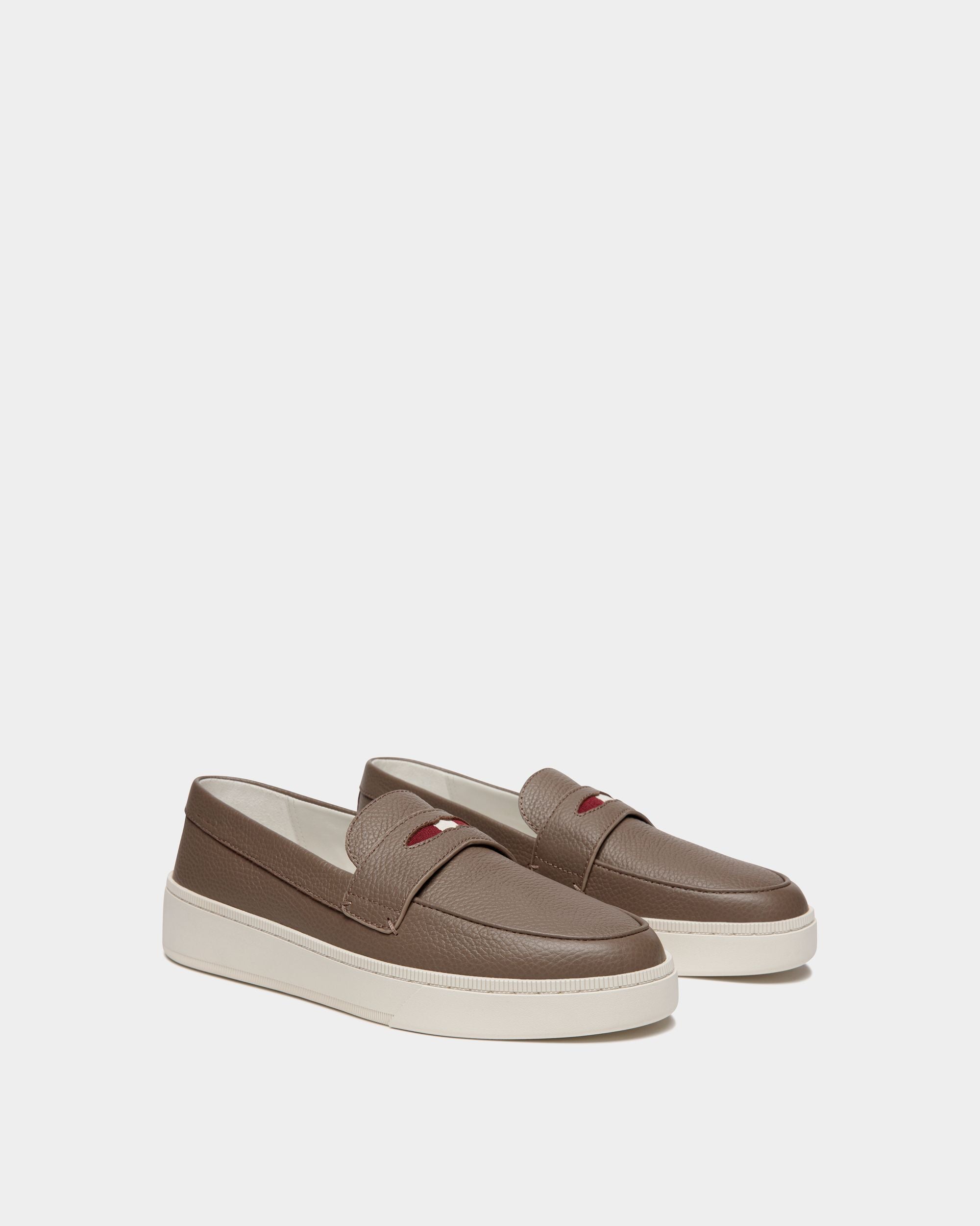 Sneaker Raise En Cuir Grainé Taupe - Homme - Bally - 02