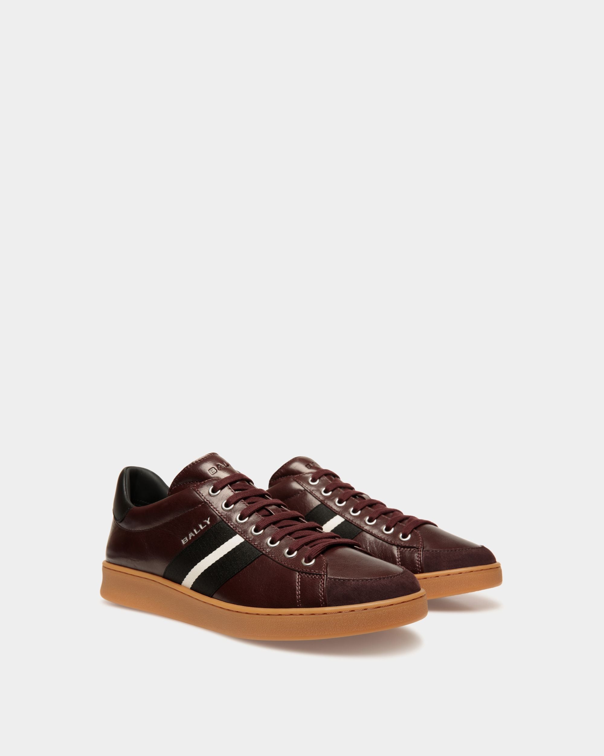 Sneaker Tennis In Pelle Bordeaux Scuro - Uomo - Bally - 02