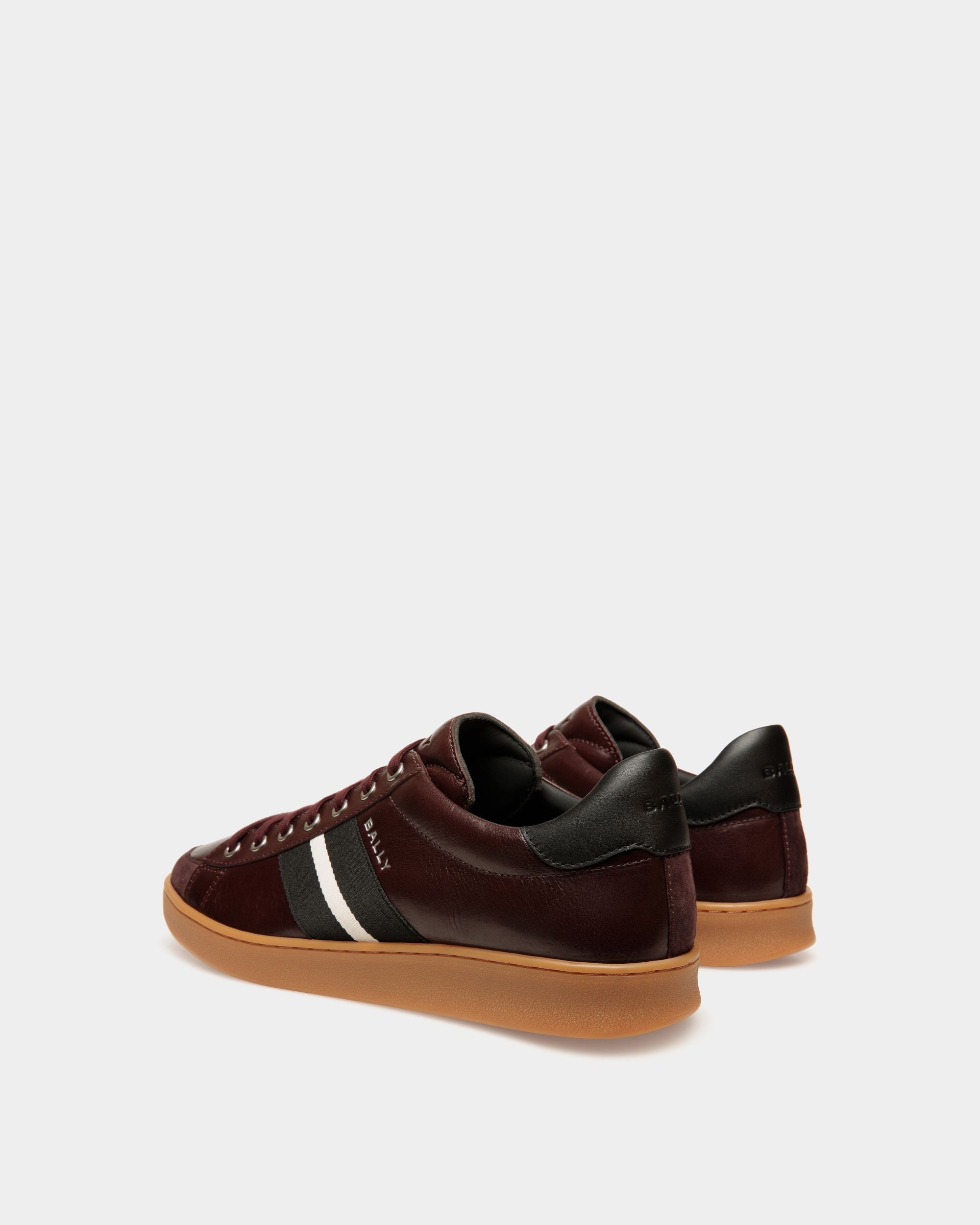 Sneaker Tennis In Pelle Bordeaux Scuro - Uomo - Bally - 03