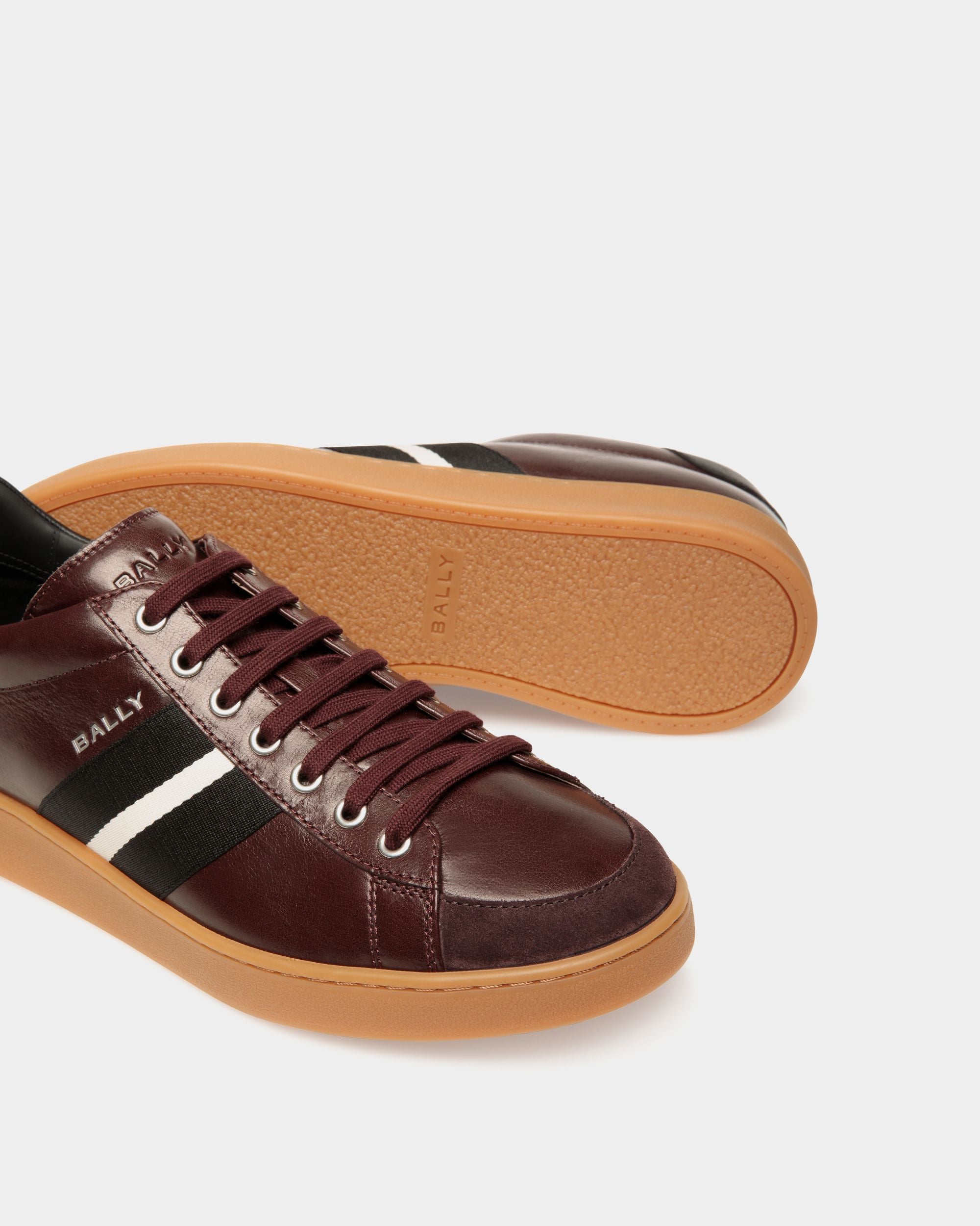 Sneaker Tennis In Pelle Bordeaux Scuro - Uomo - Bally - 04