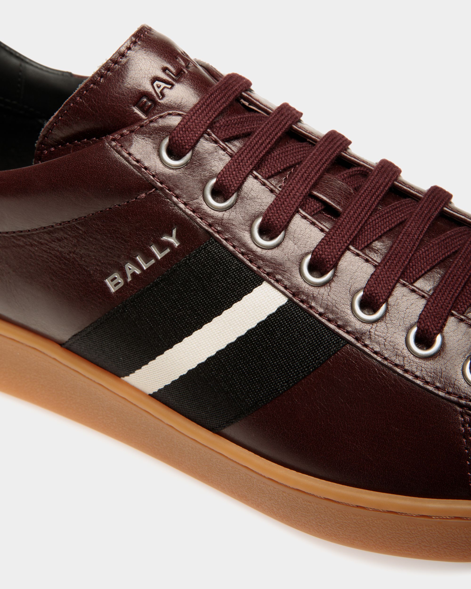 Sneaker Tennis In Pelle Bordeaux Scuro - Uomo - Bally - 05