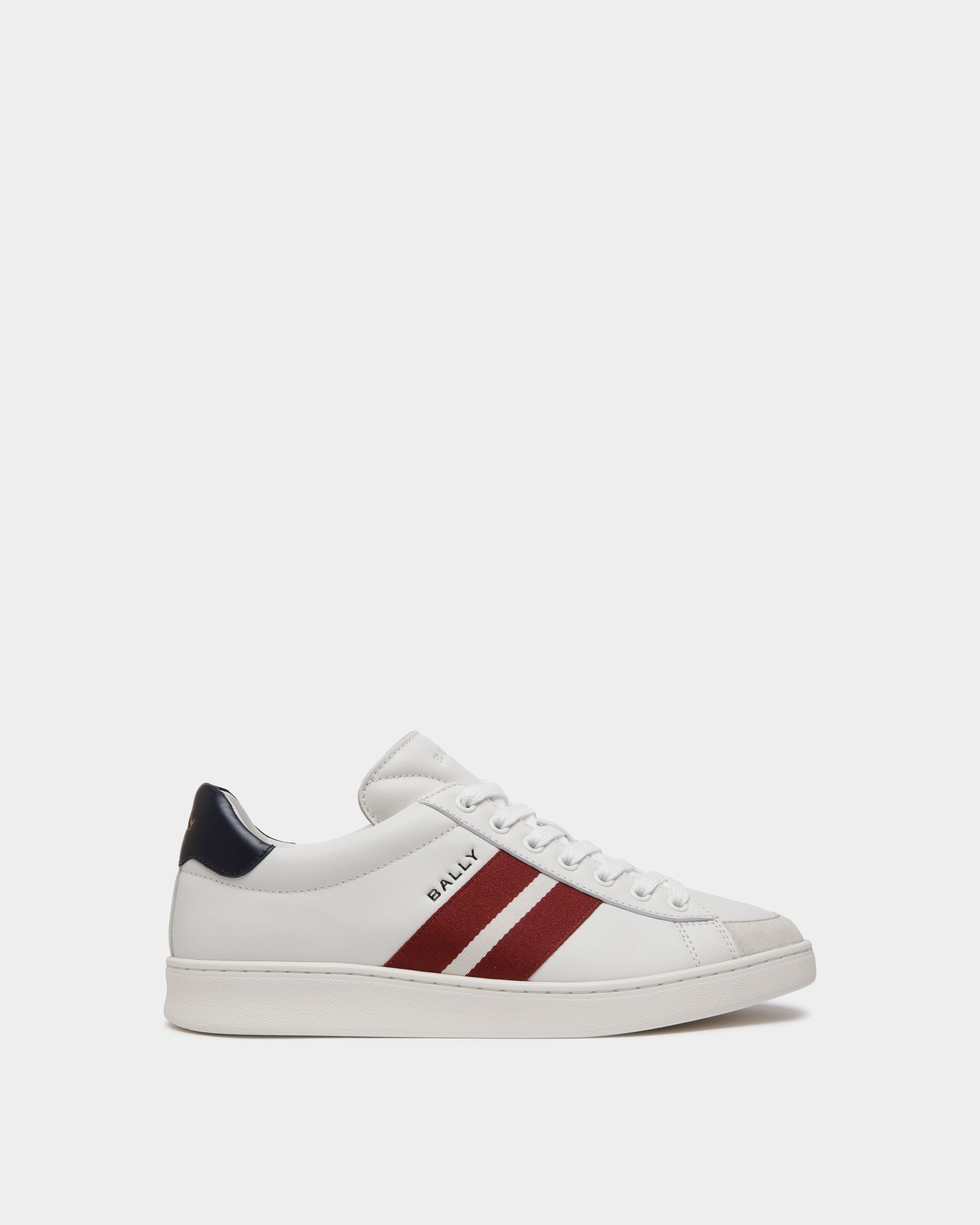 Tennis Sneaker in White and Navy Blue Leather - Men's - Bally - 01