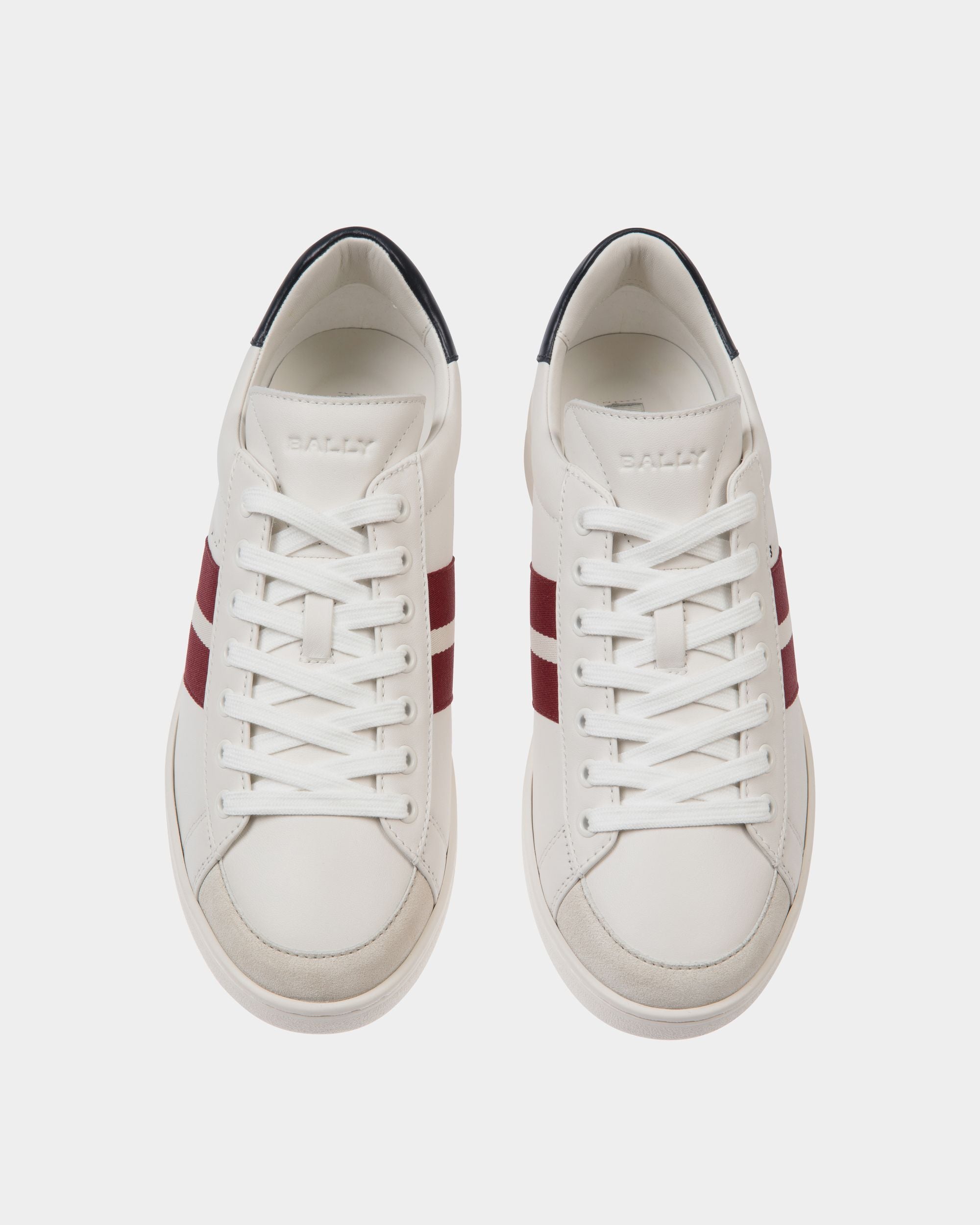 Tennis Sneaker in White and Navy Blue Leather - Men's - Bally - 04