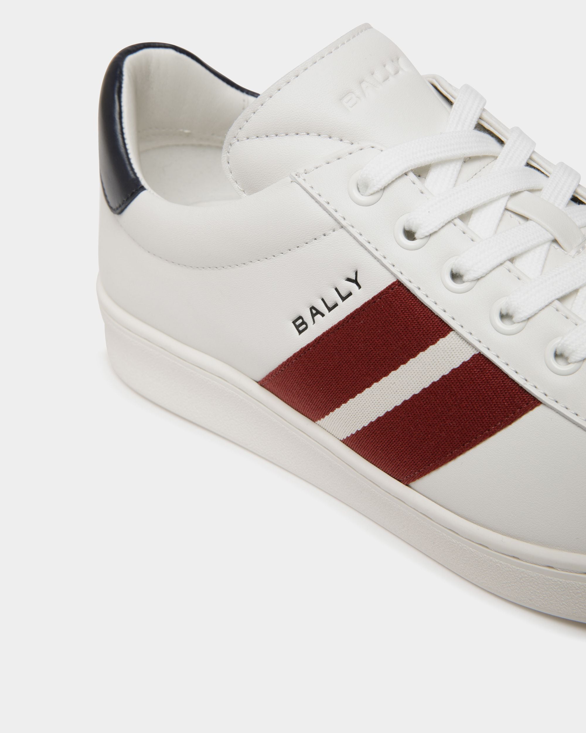 Tennis Sneaker in White and Navy Blue Leather - Men's - Bally - 05