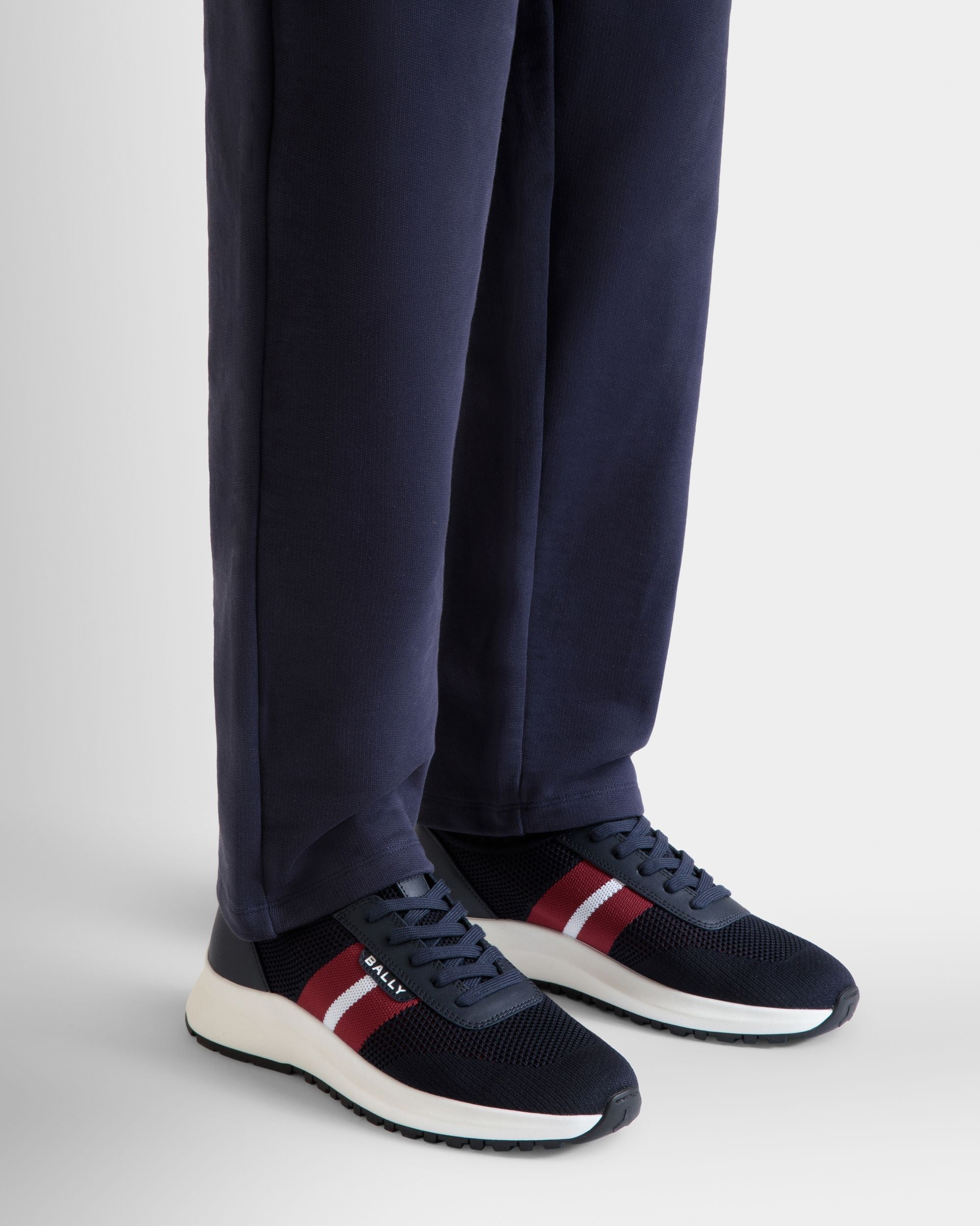 Outline Sneaker in Navy Blue Knit - Men's - Bally - 02