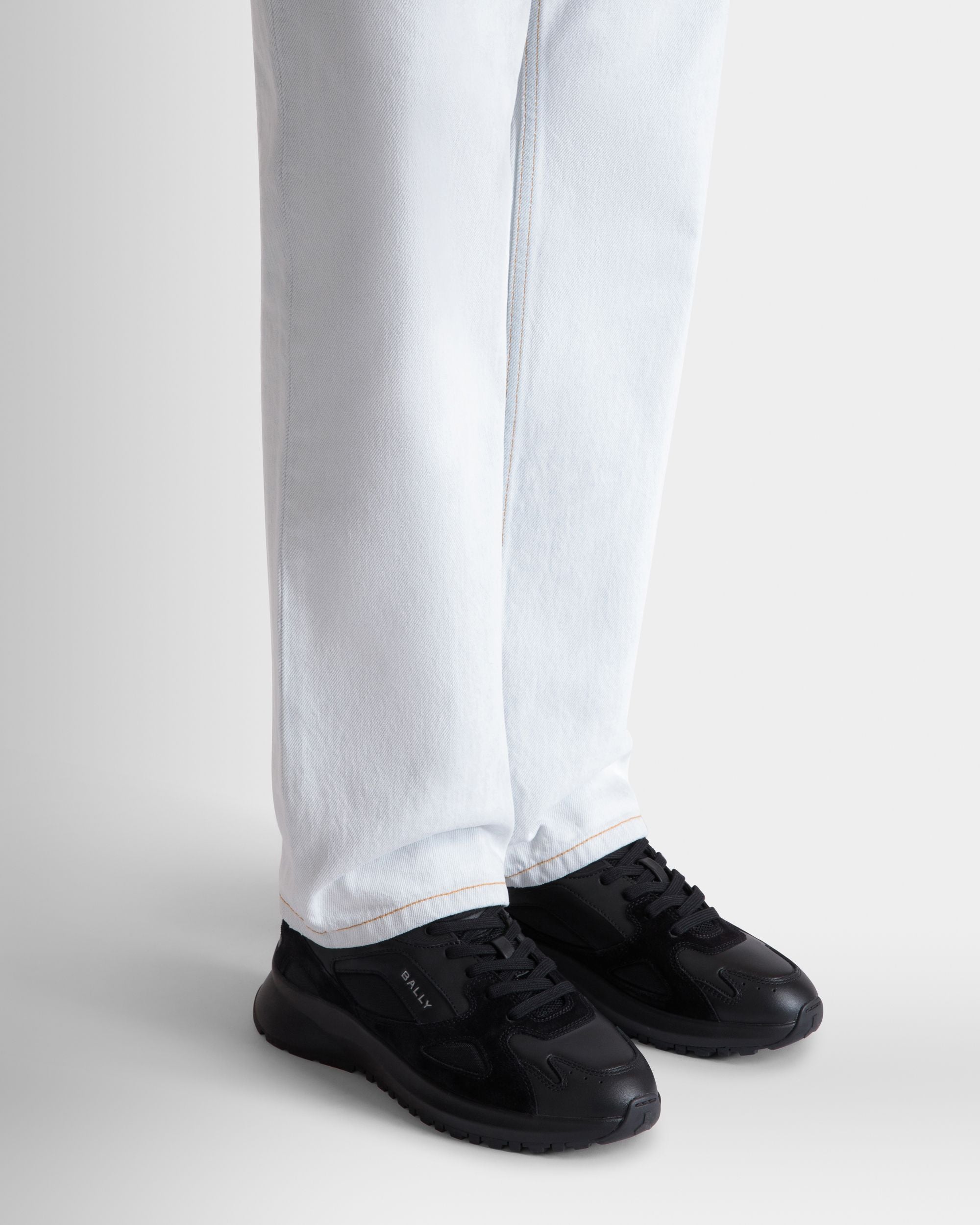 Sneaker Outline In Pelle Nera E Nylon - Uomo - Bally - 02