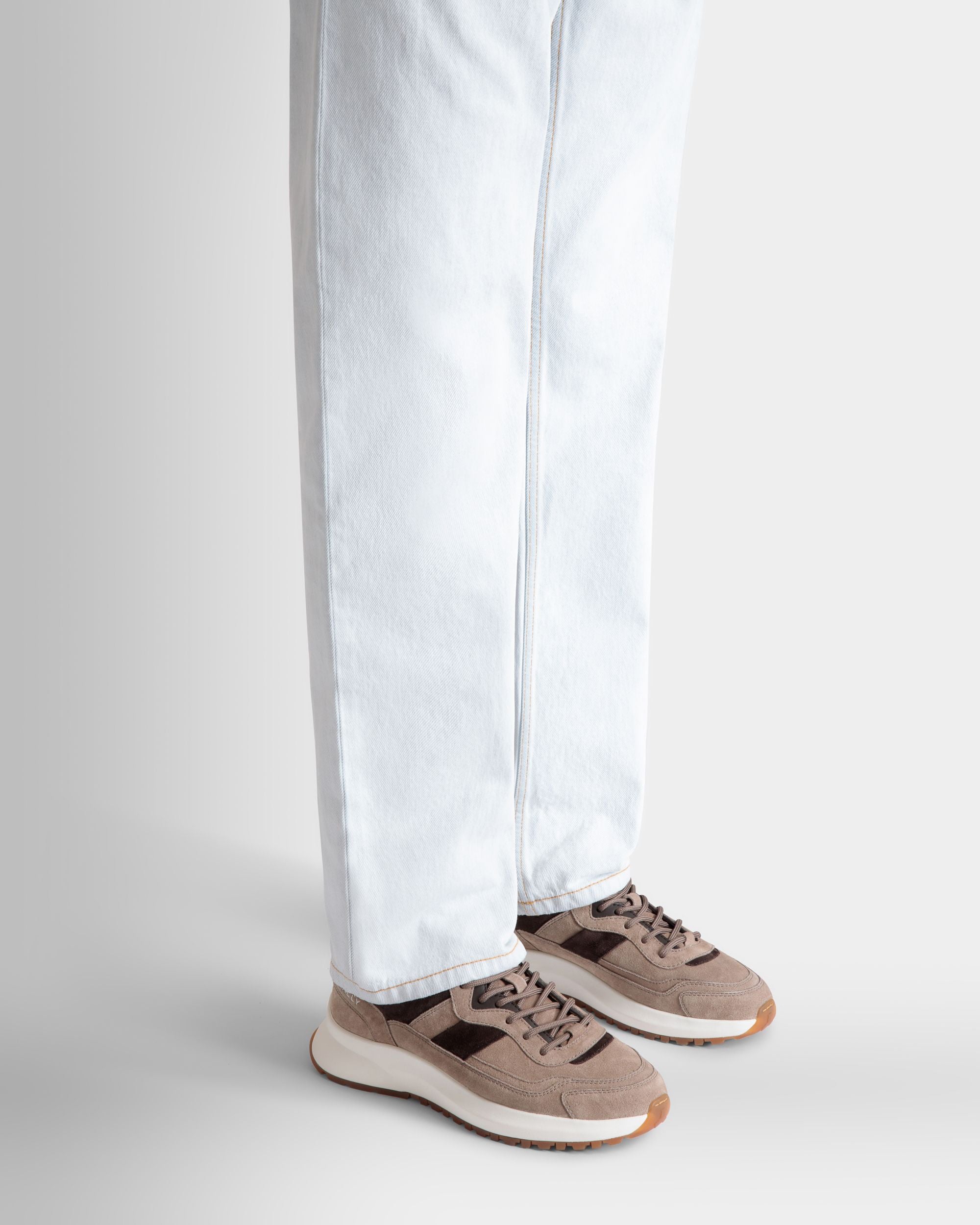Outline Sneaker in Taupe and Ebano Suede - Men's - Bally - 02