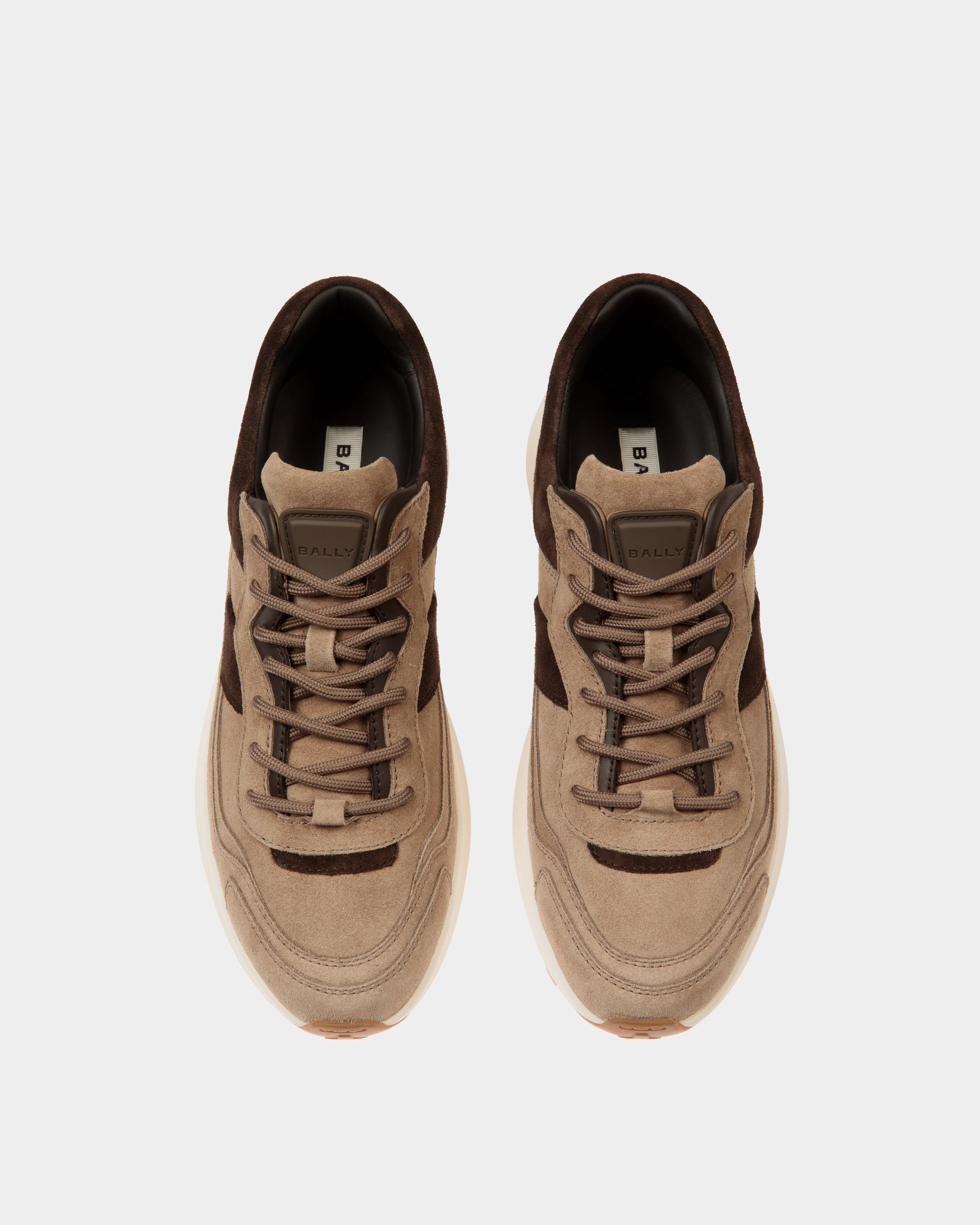 Outline Sneaker in Taupe and Ebano Suede - Men's - Bally - 05