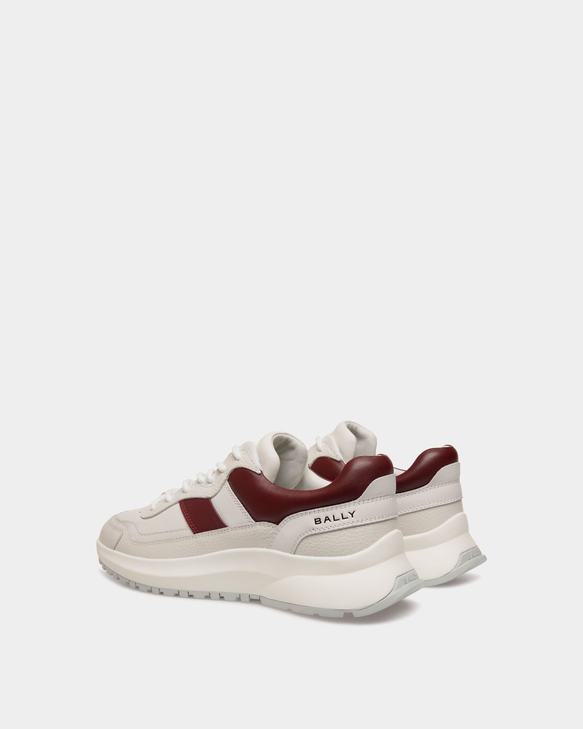Outline Sneaker Aus Leder In Weiß Und Heritage Red - Homme - Bally - 03