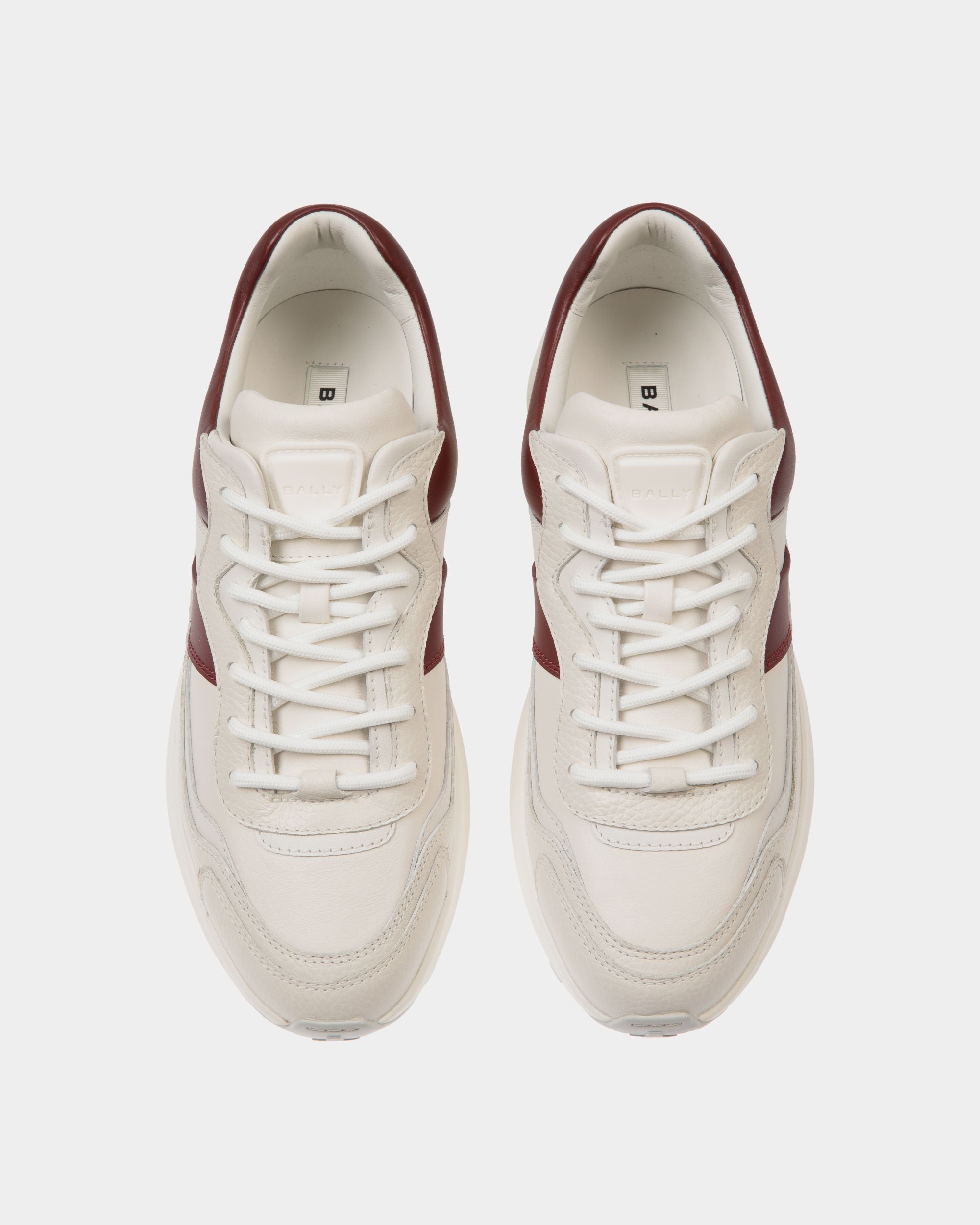 Outline Sneaker Aus Leder In Weiß Und Heritage Red - Homme - Bally - 04