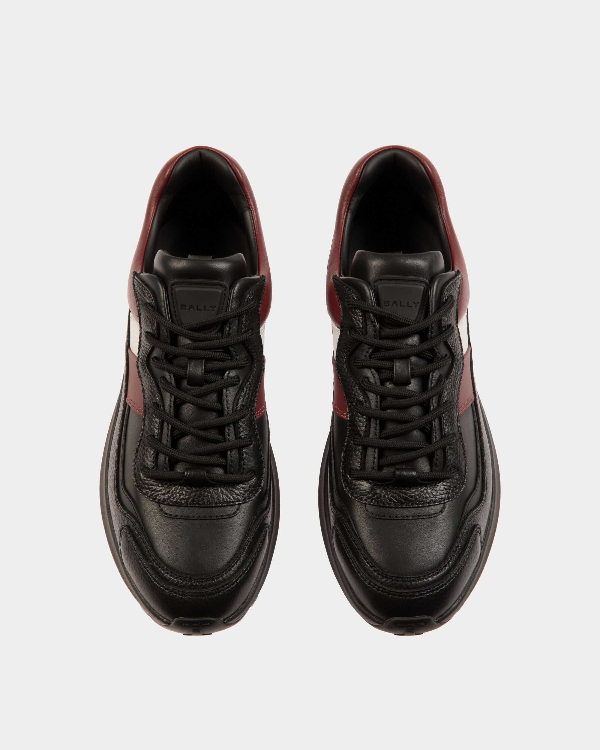 Outline Sneaker in Black And Heritage Red Leather - Men's - Bally - 04