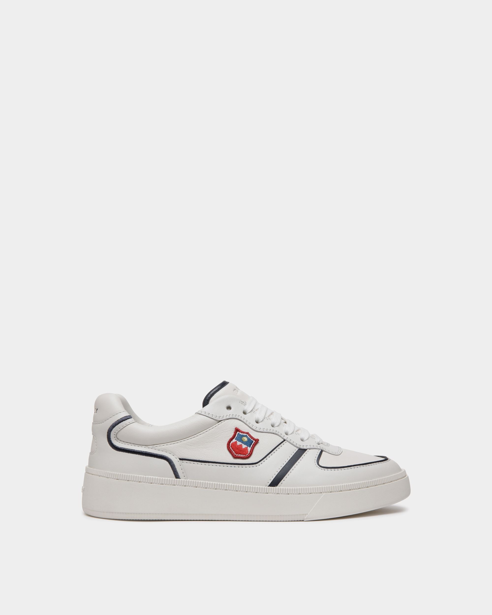 Raise Sneaker Aus Leder In Weiß Und Navy Blue - Homme - Bally - 01