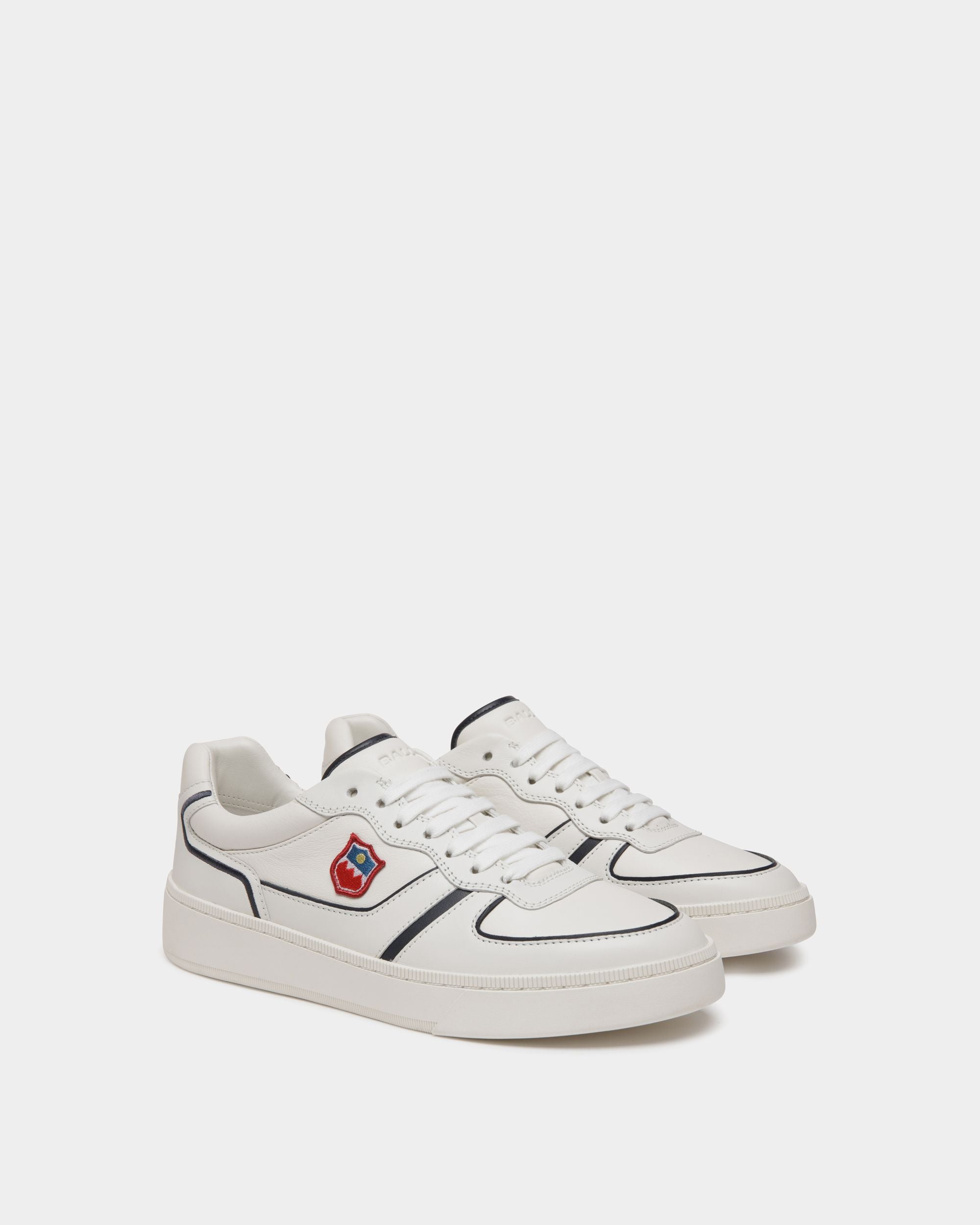 Raise Sneaker Aus Leder In Weiß Und Navy Blue - Homme - Bally - 03