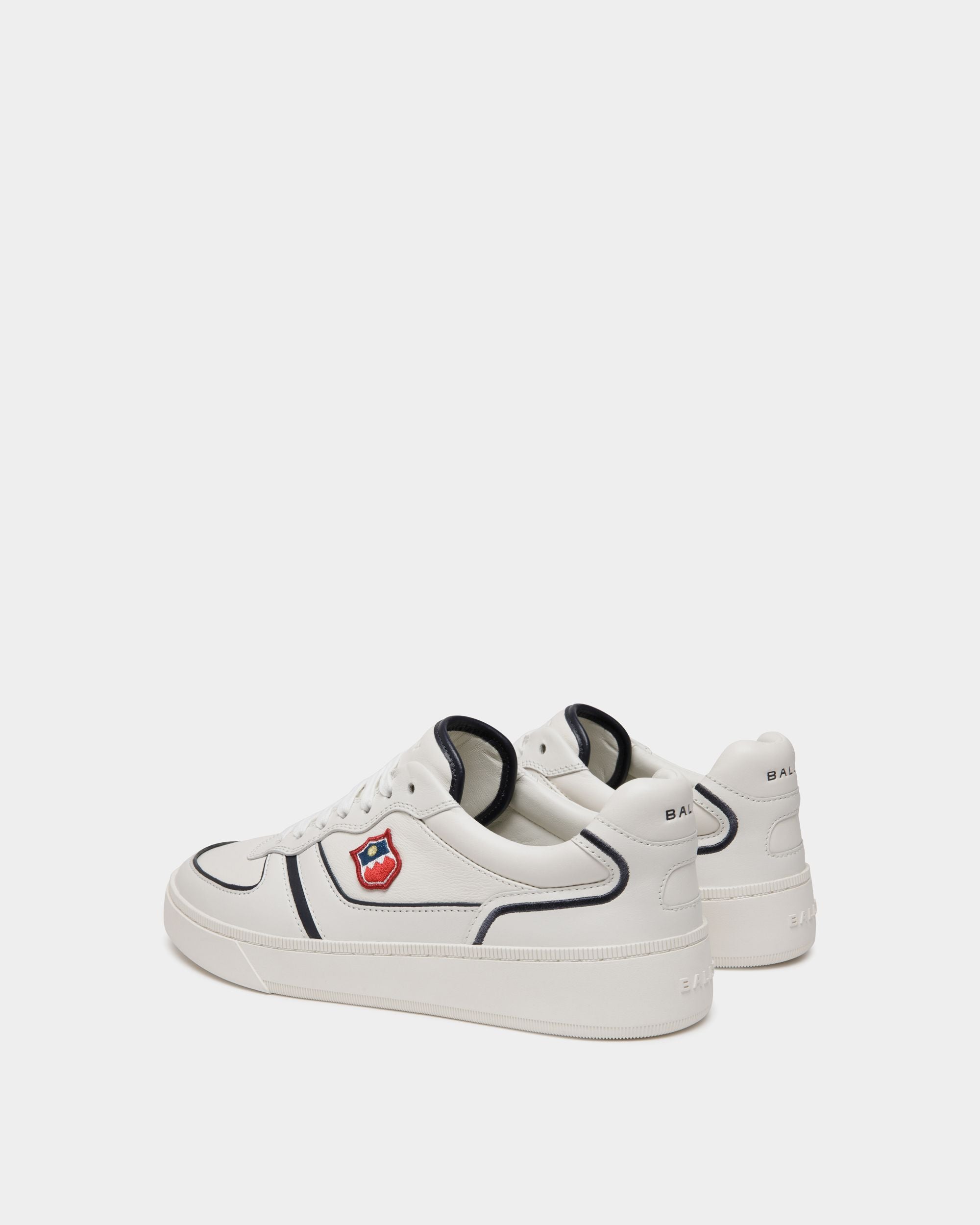 Raise Sneaker Aus Leder In Weiß Und Navy Blue - Homme - Bally - 04