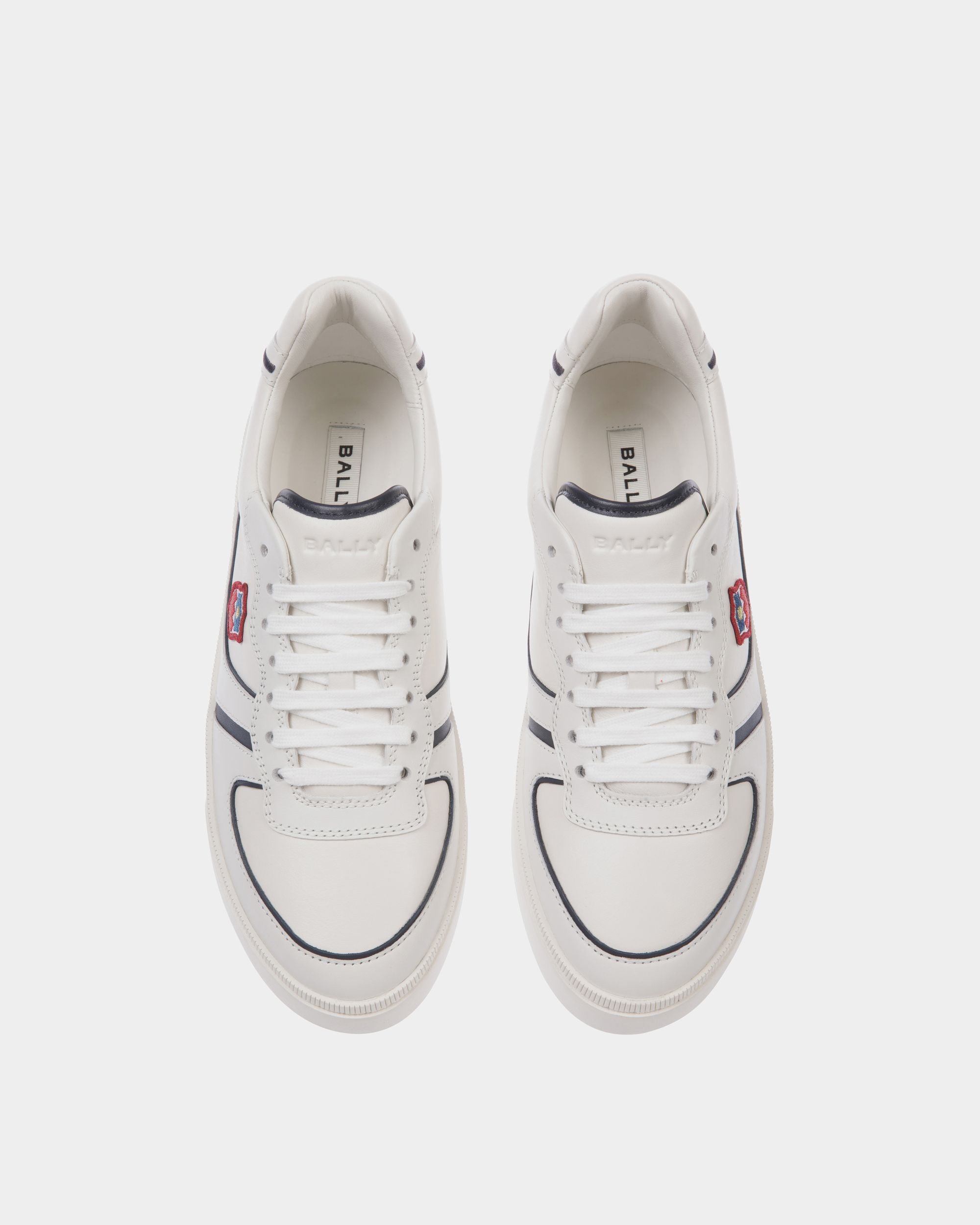 Raise Sneaker Aus Leder In Weiß Und Navy Blue - Homme - Bally - 05