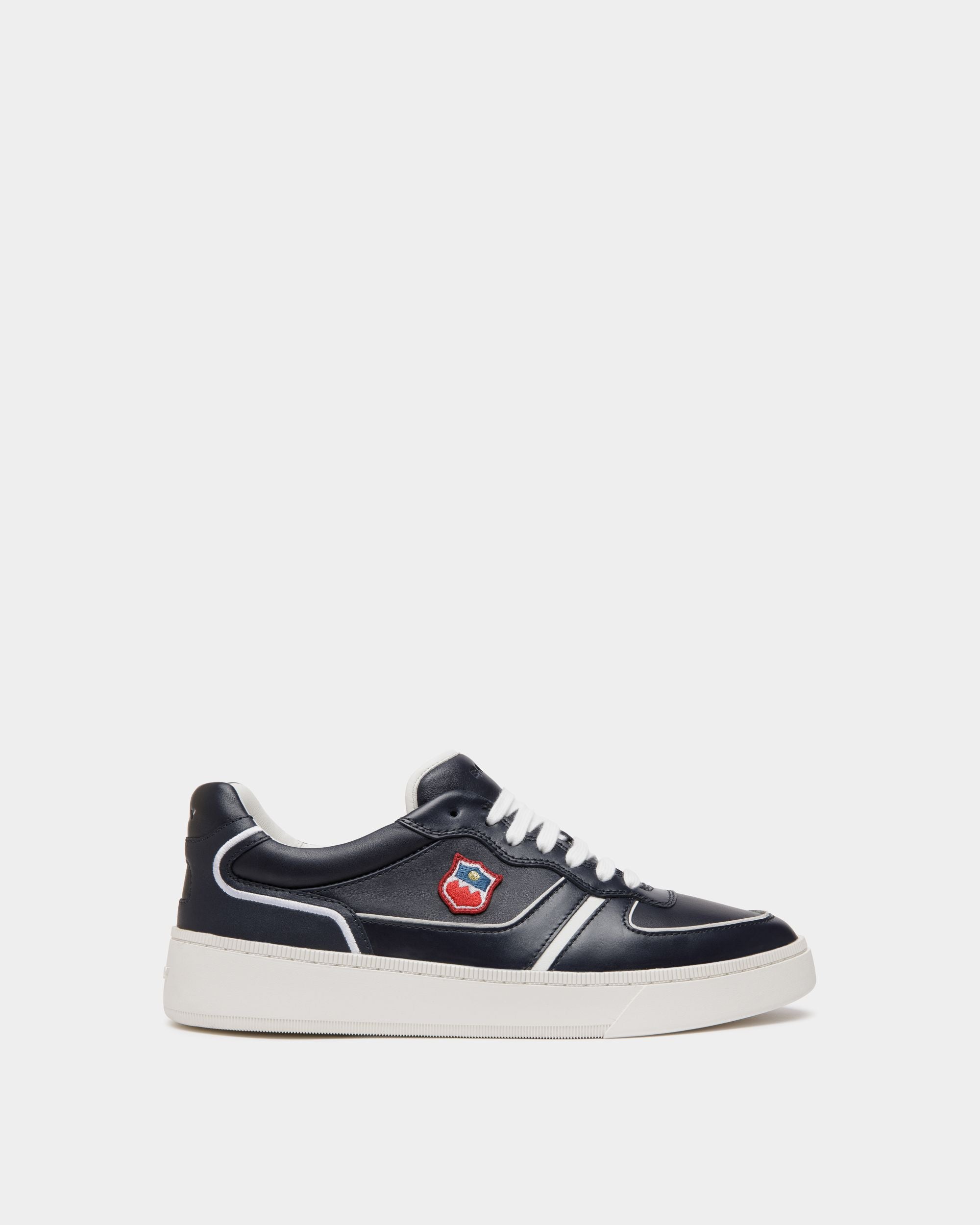 Raise Sneaker Aus Leder In Navy Blue Und Weiß - Homme - Bally - 01