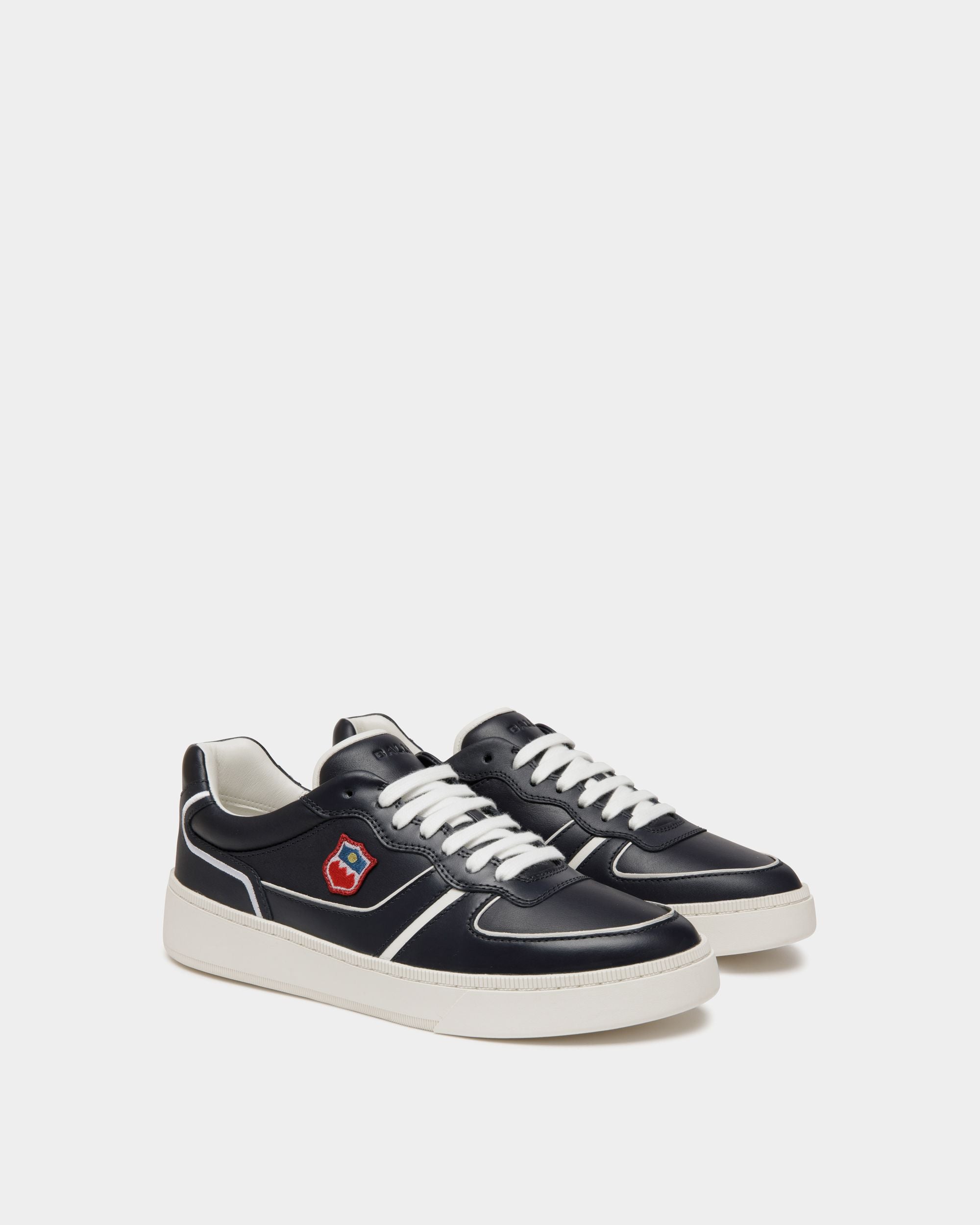 Raise Sneaker Aus Leder In Navy Blue Und Weiß - Homme - Bally - 03