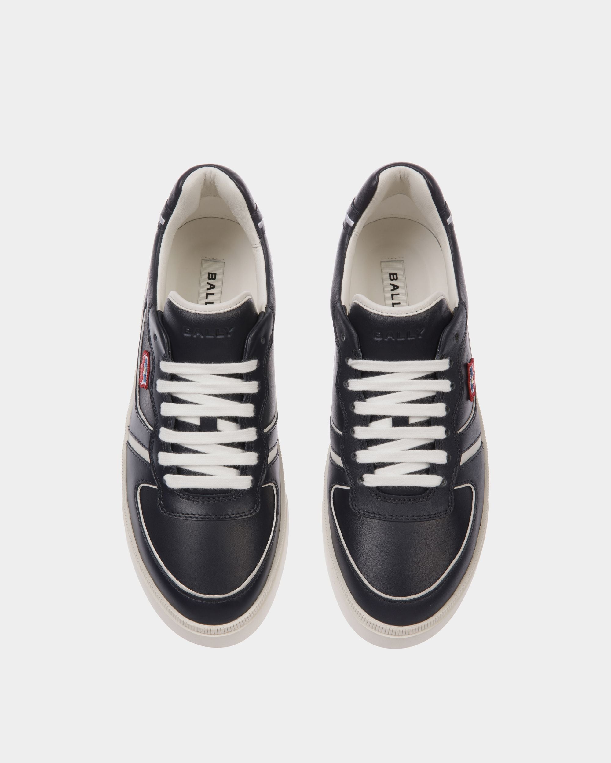 Raise Sneaker Aus Leder In Navy Blue Und Weiß - Homme - Bally - 05