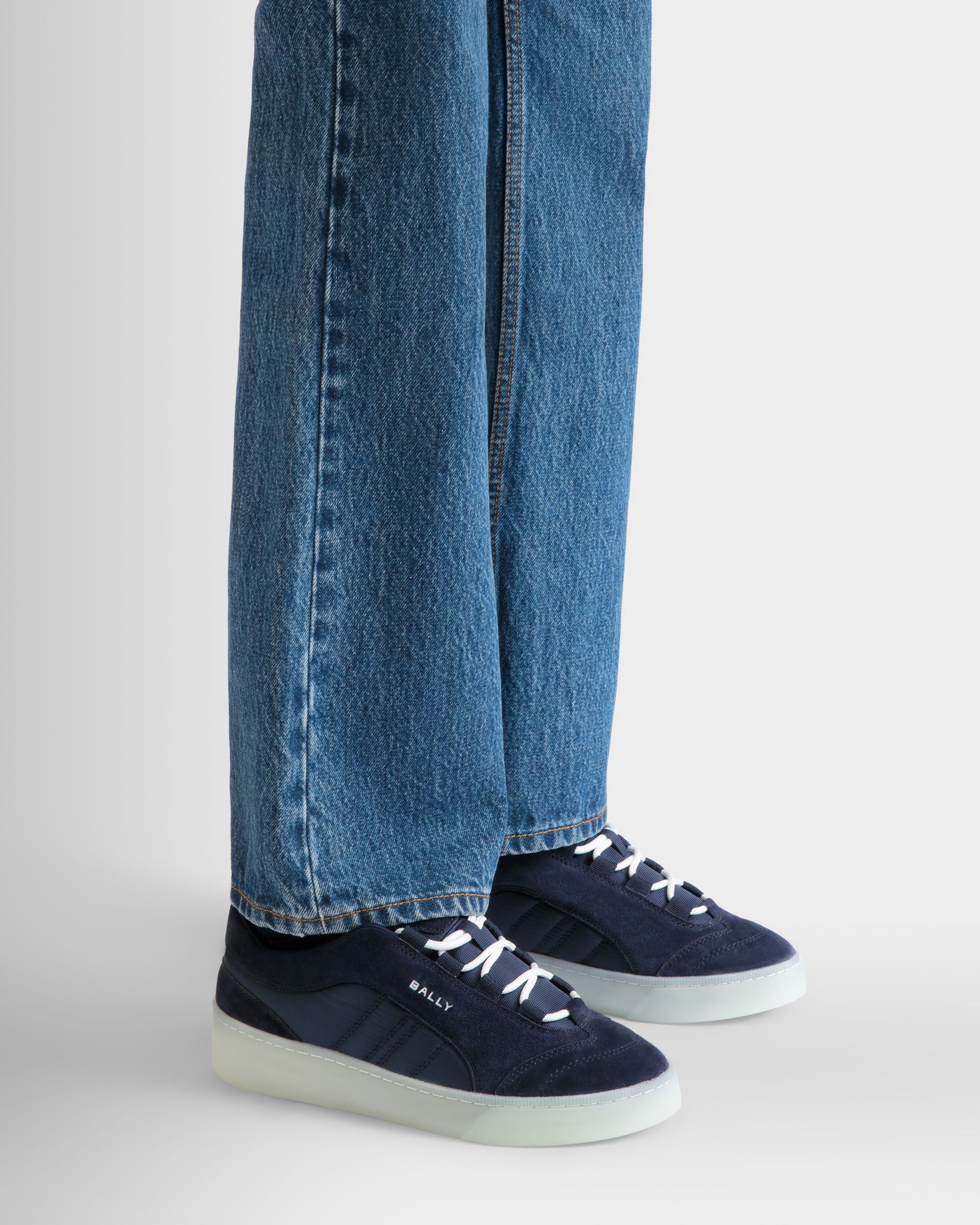 Raise Sneaker in Navy Blue Suede Leather and Nylon - Men's - Bally - 02