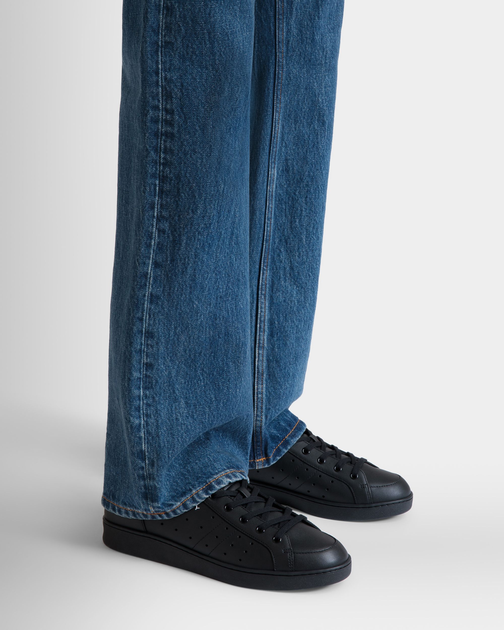 Tennis-Sneaker Aus Schwarzem Leder - Men's - Bally - 02