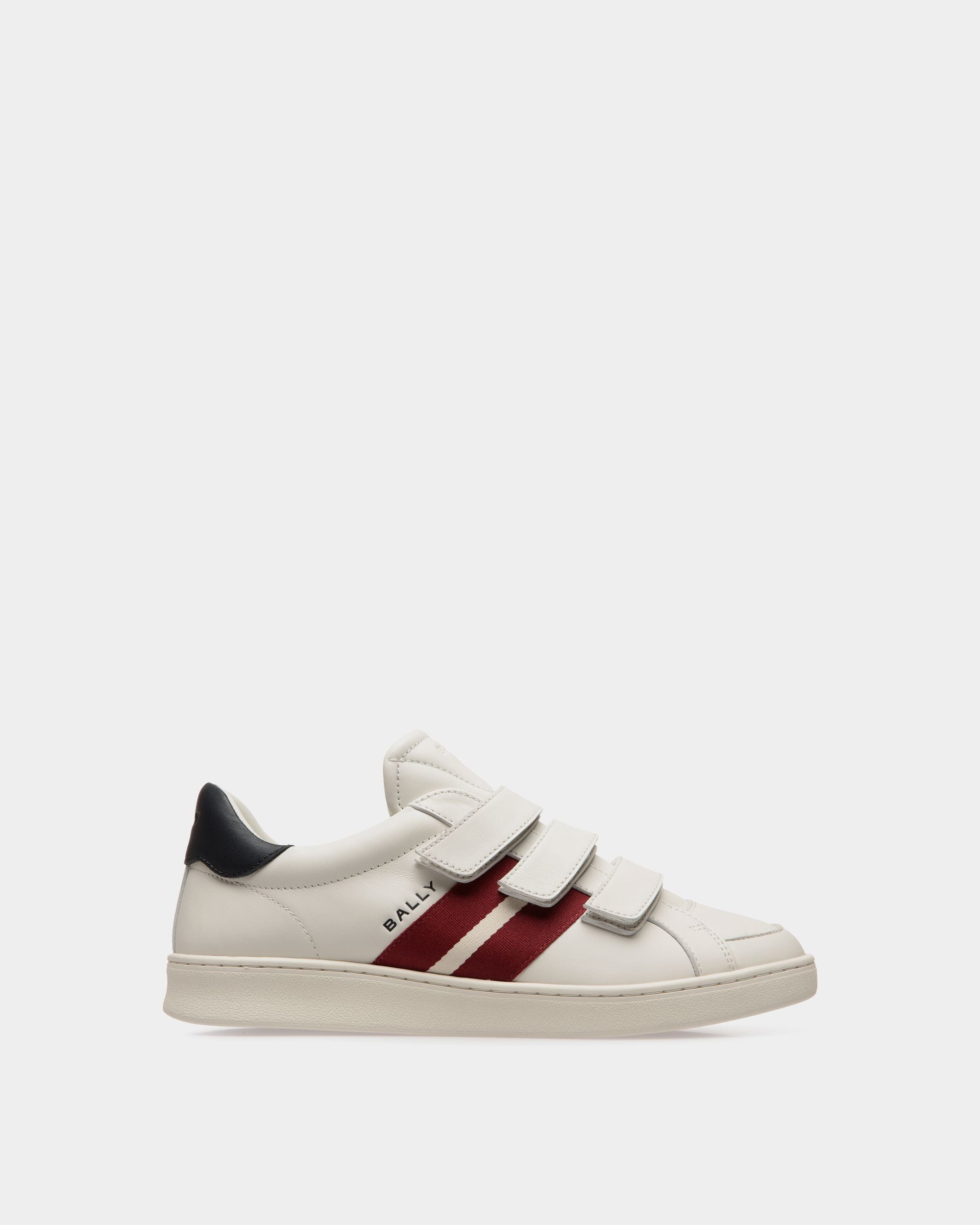 Tennis Sneaker in White and Navy Blue Leather - Men's - Bally - 01
