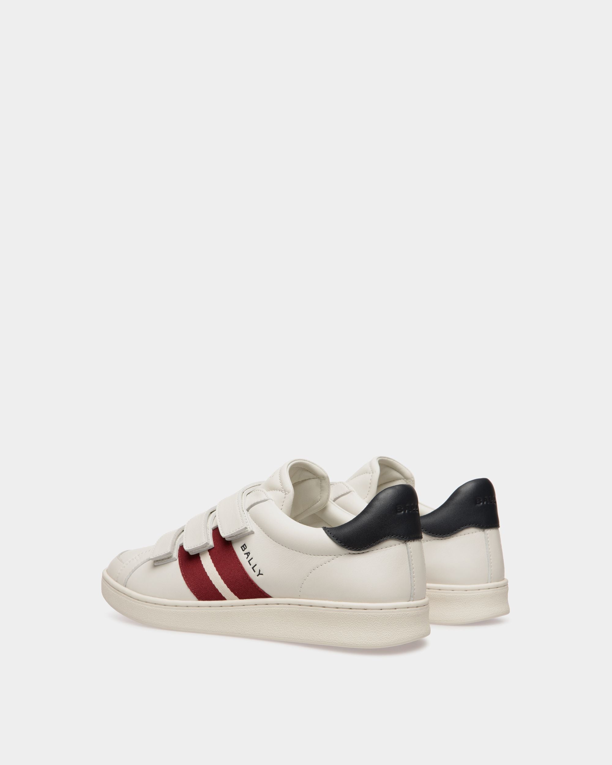 Tennis Sneaker in White and Navy Blue Leather - Men's - Bally - 04