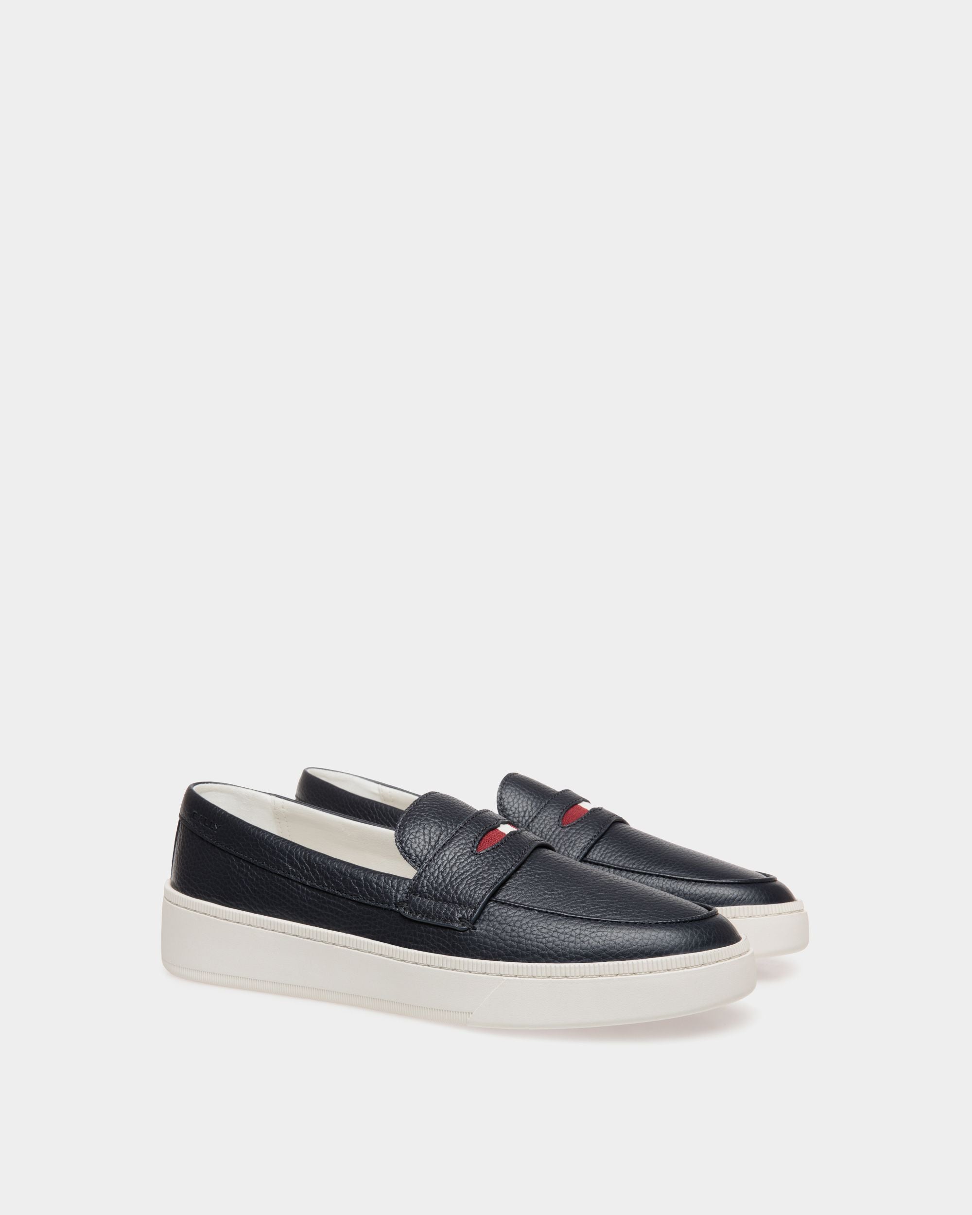 Raise Sneaker Aus Genarbtem Leder In Navy Blue - Uomo - Bally - 02