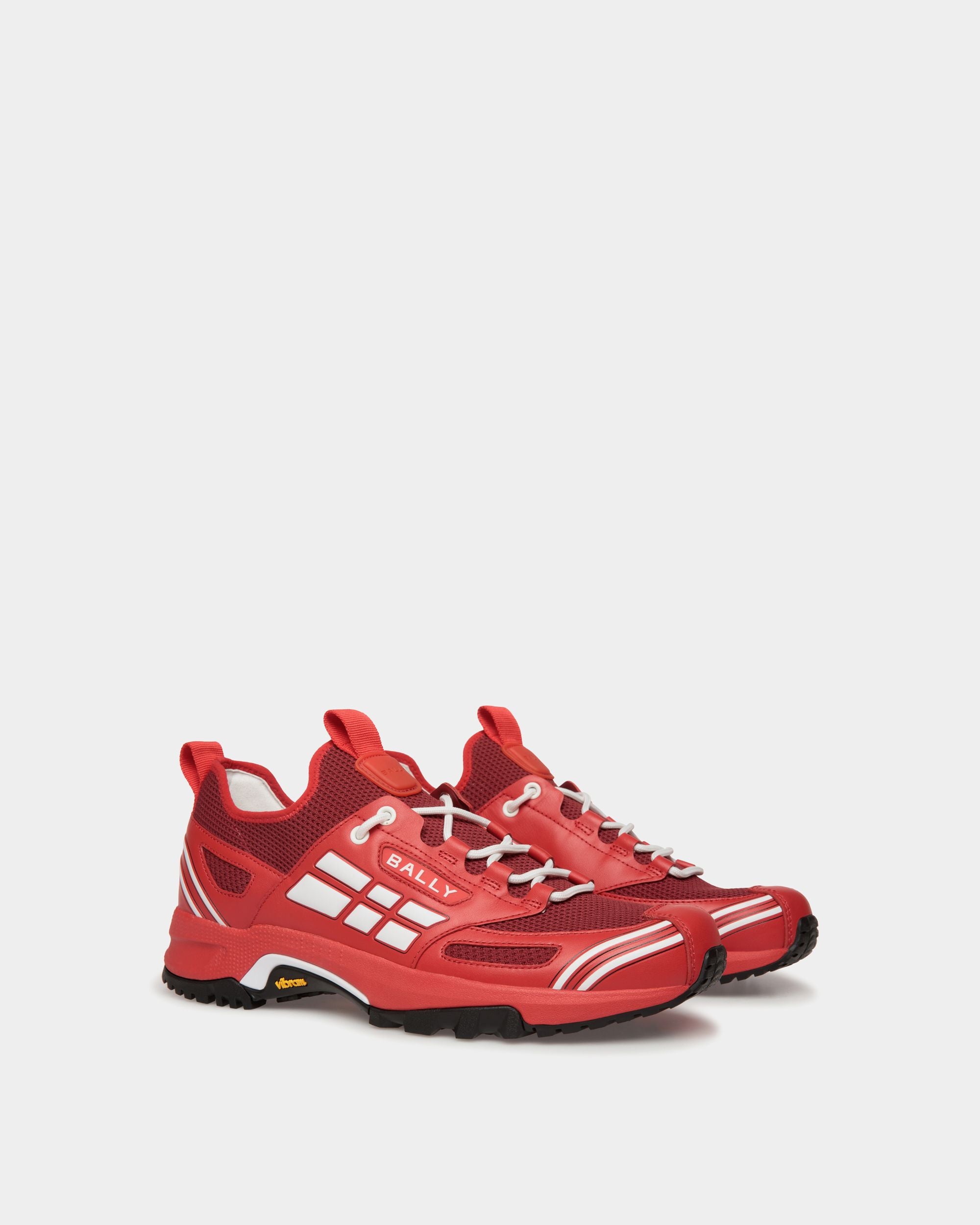 Sneaker Faster In Maglia E Pelle Rossa - Uomo - Bally - 03