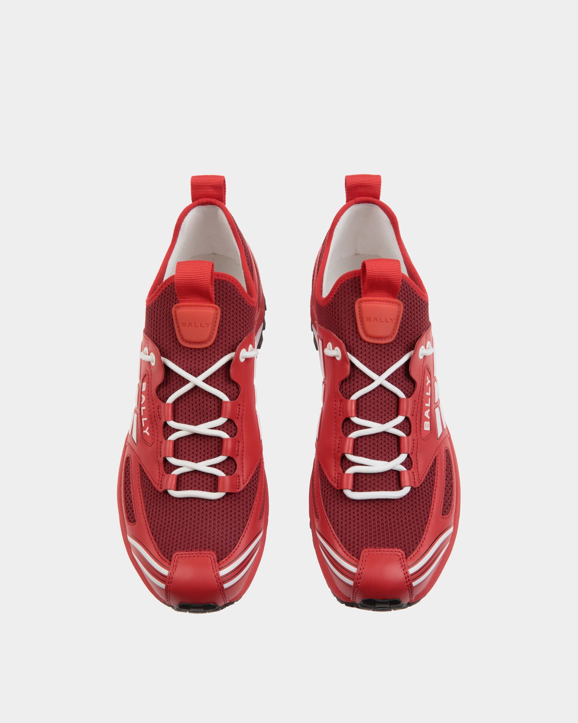 Sneaker Faster In Maglia E Pelle Rossa - Uomo - Bally - 05