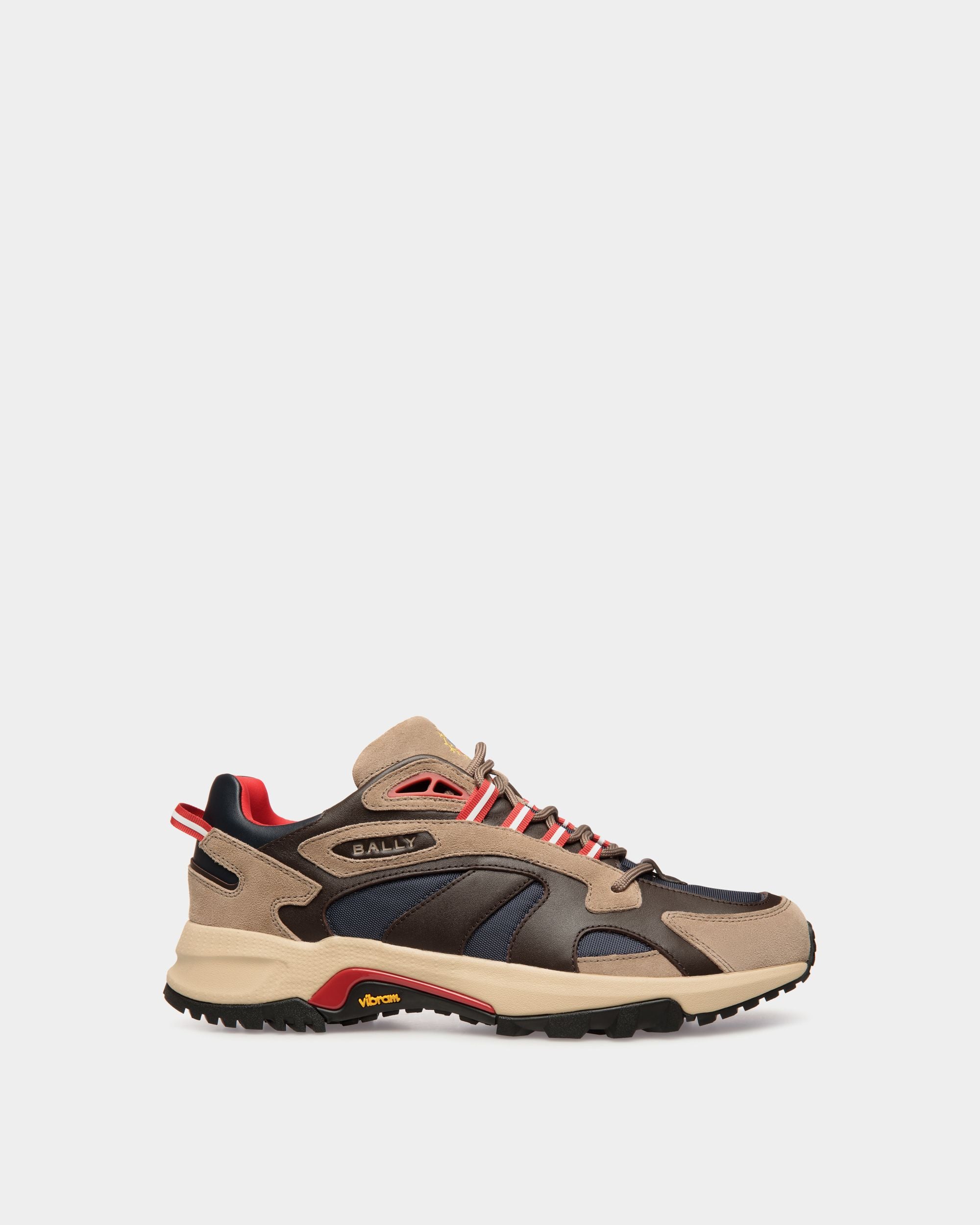 Faster Sneaker in Taupe and Ebano Leather and Nylon - Men's - Bally - 01