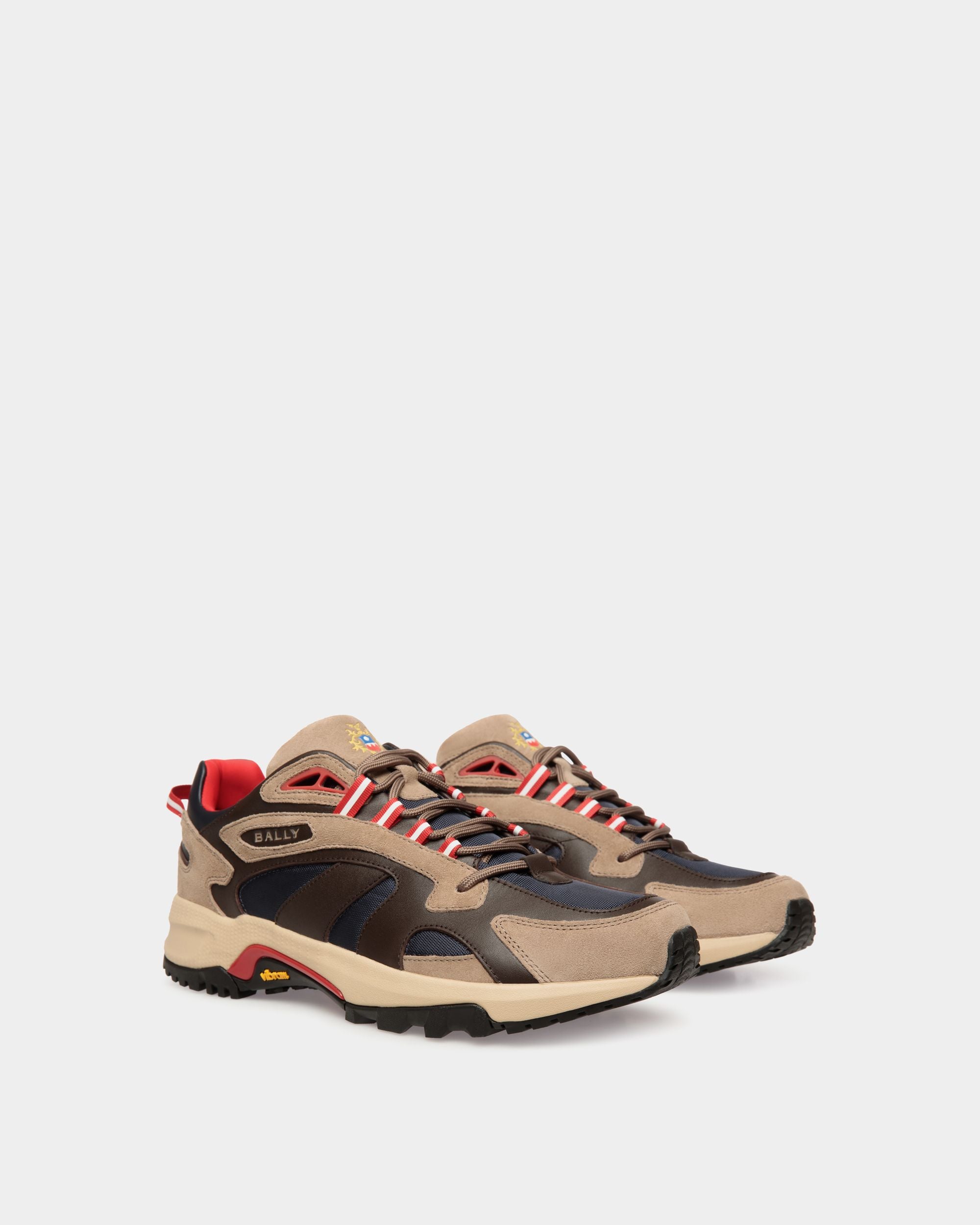 Faster Sneaker in Taupe and Ebano Leather and Nylon - Men's - Bally - 03