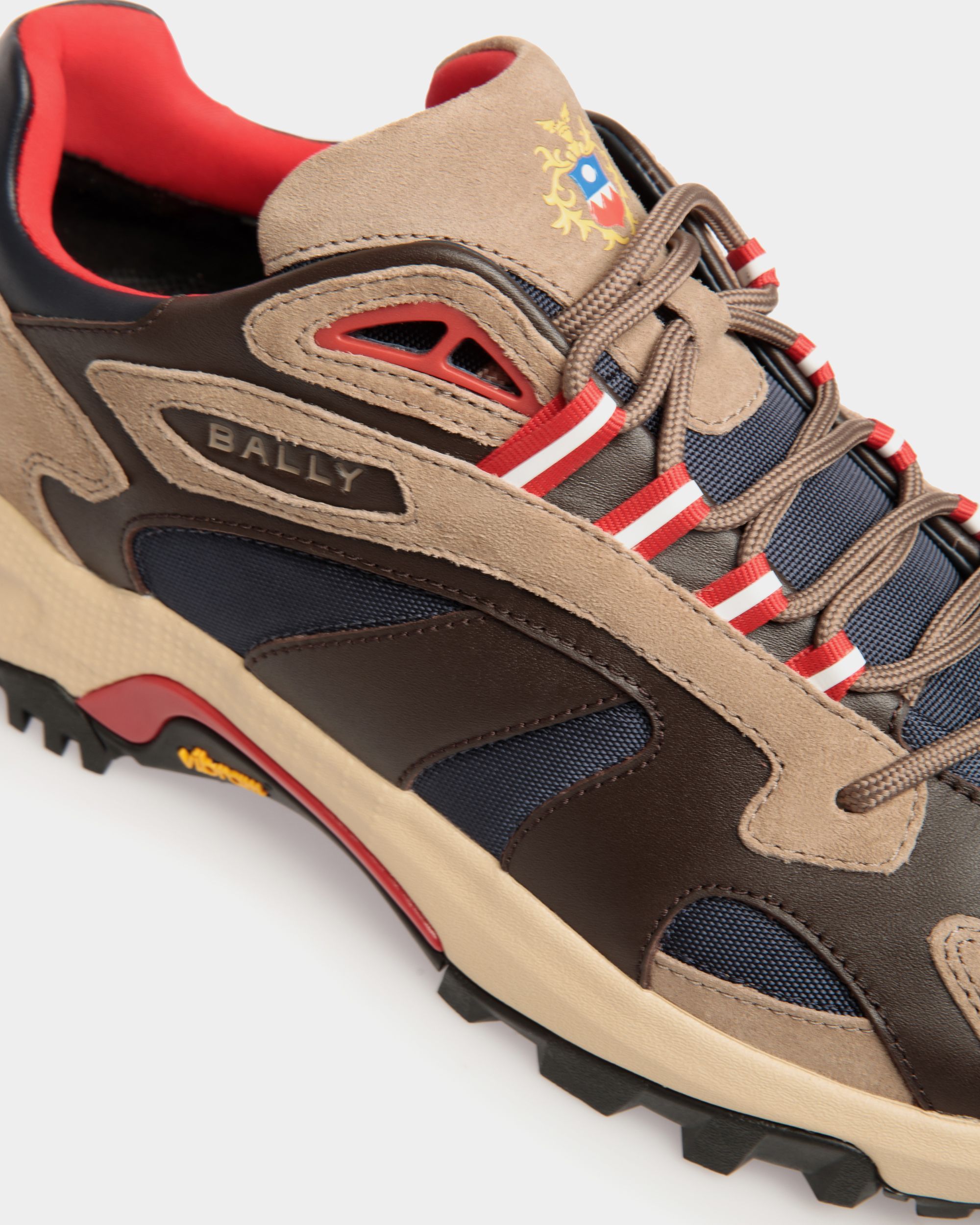 Faster Sneaker in Taupe and Ebano Leather and Nylon - Men's - Bally - 06