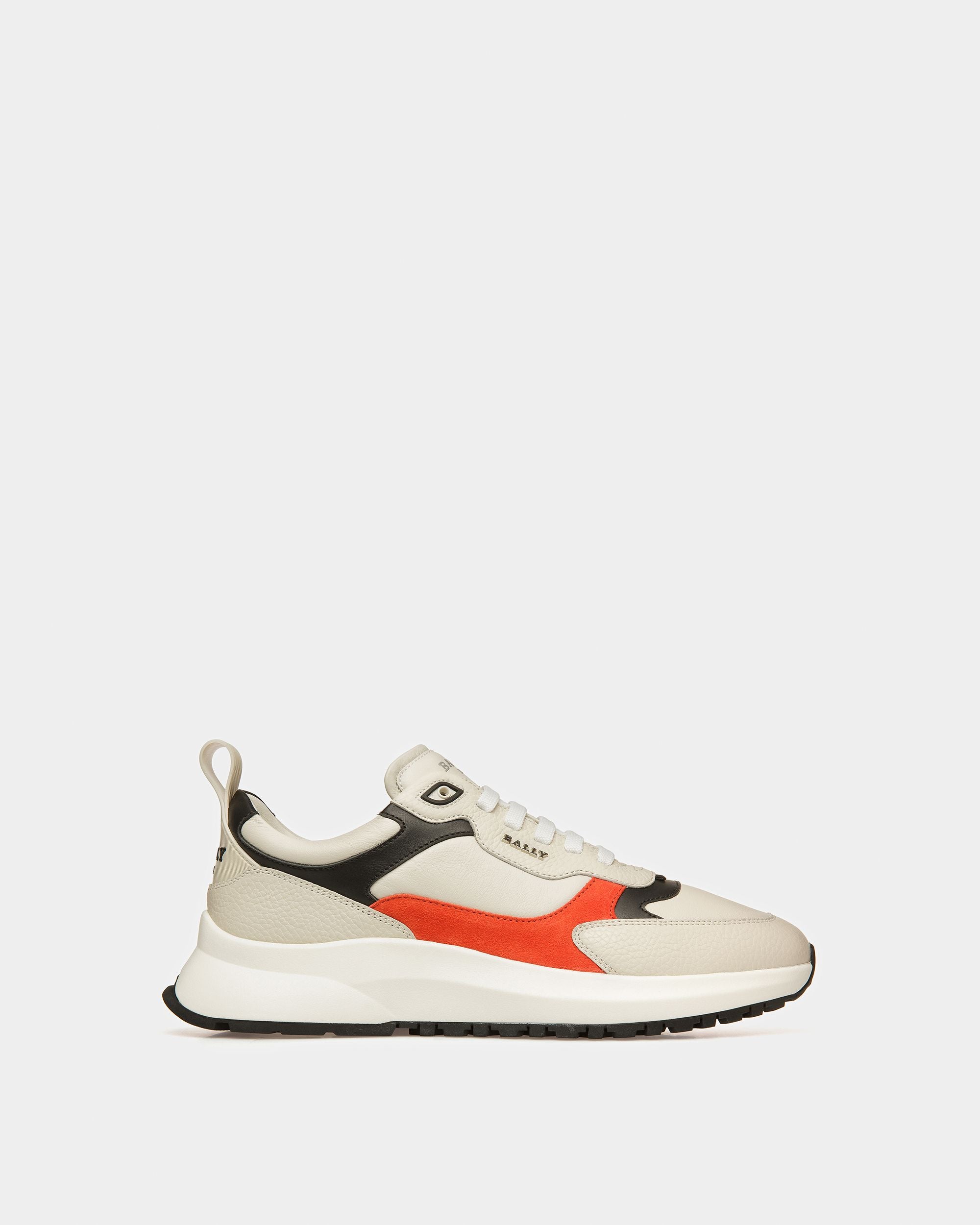 Dave Sneaker Aus Leder Und Stoff In Staubweiß Und Orange - Herren - Bally - 01