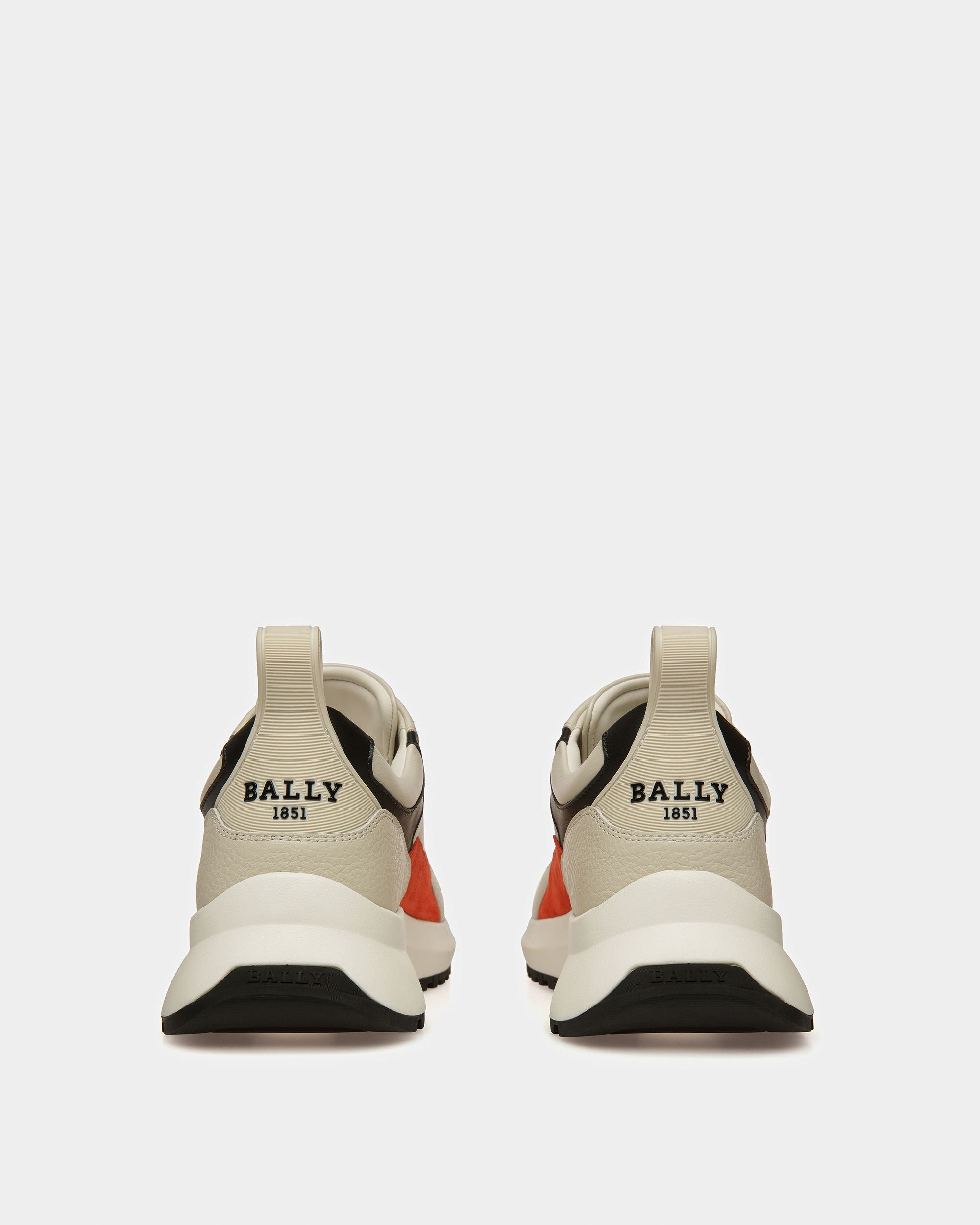 Dave Sneaker Aus Leder Und Stoff In Staubweiß Und Orange - Herren - Bally - 03