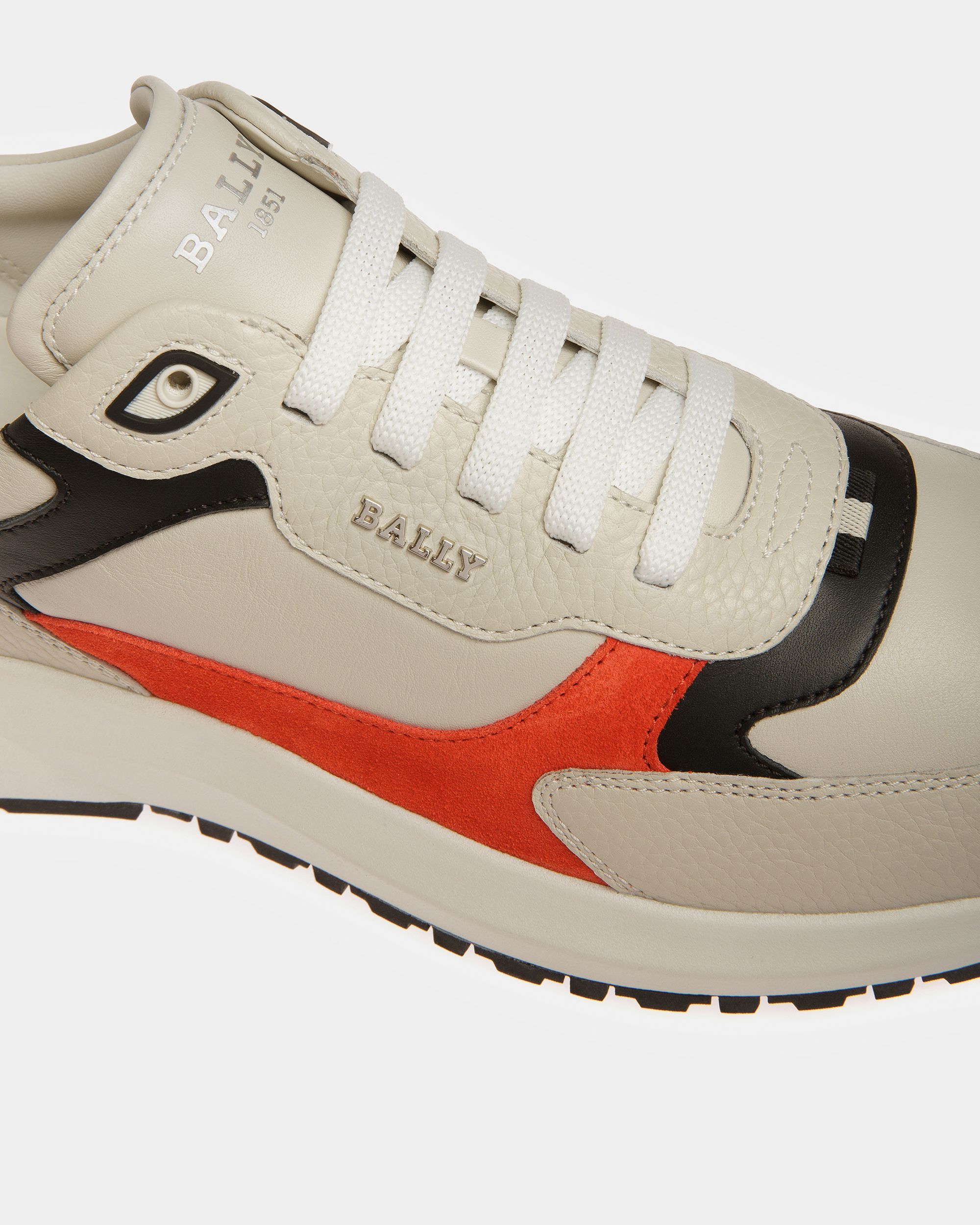 Dave Sneaker Aus Leder Und Stoff In Staubweiß Und Orange - Herren - Bally - 05
