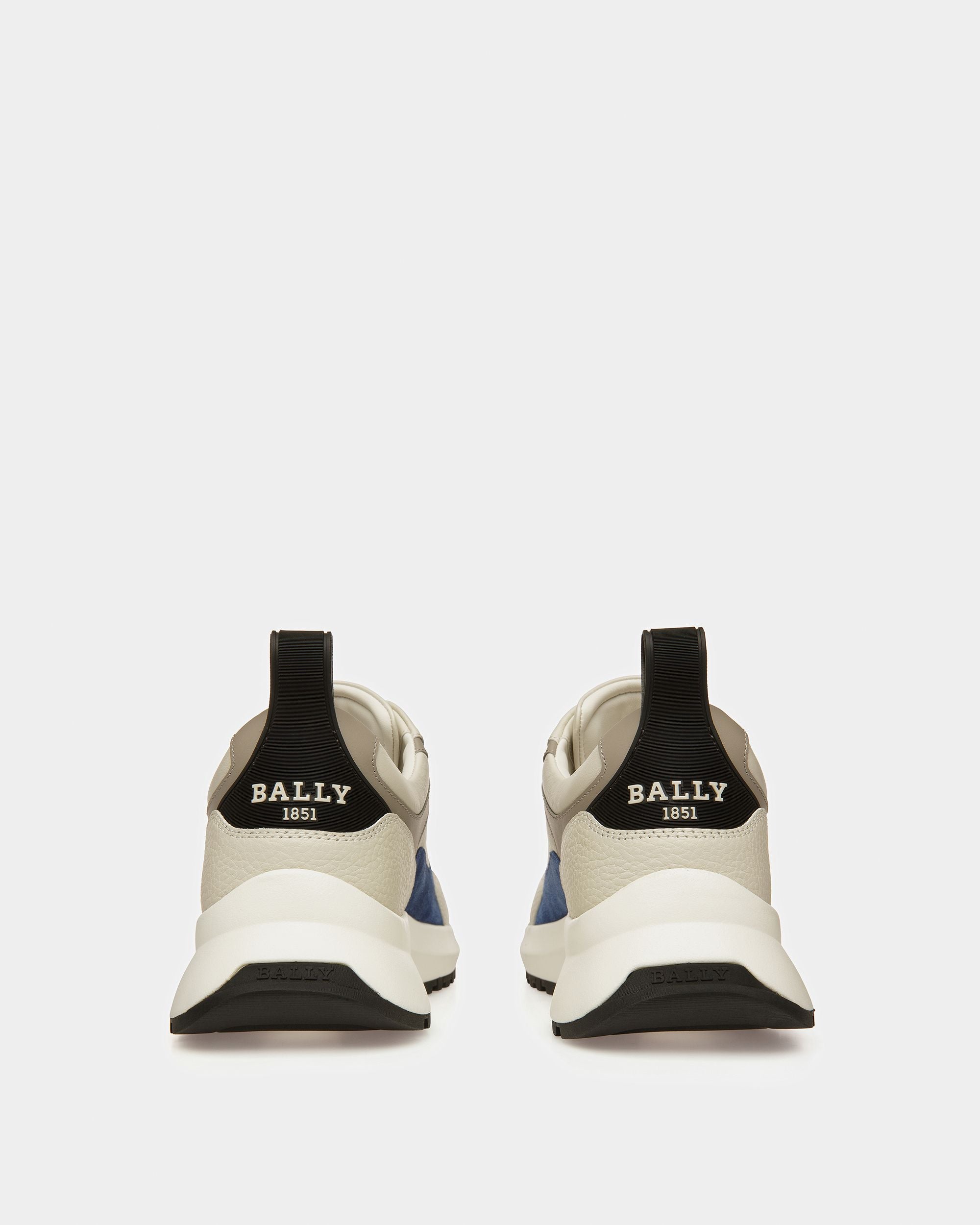 Dave Sneakers En Cuir Et Tissu Blanc Poussière Et Bleu Néon - Homme - Bally - 03