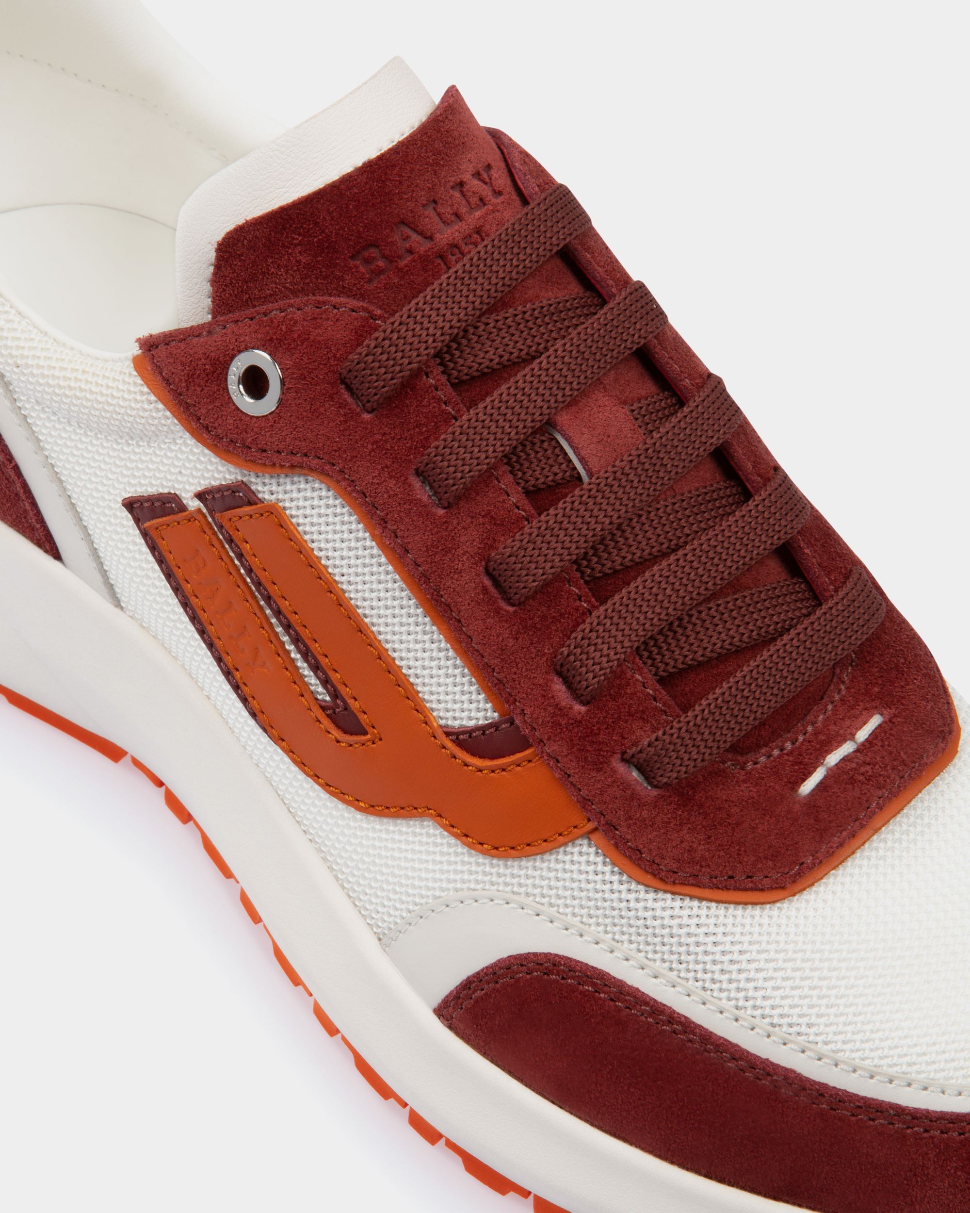 Demmy Sneaker Aus Heritagerotem Und Weissem Netzstoff Und Leder - Herren - Bally - 03