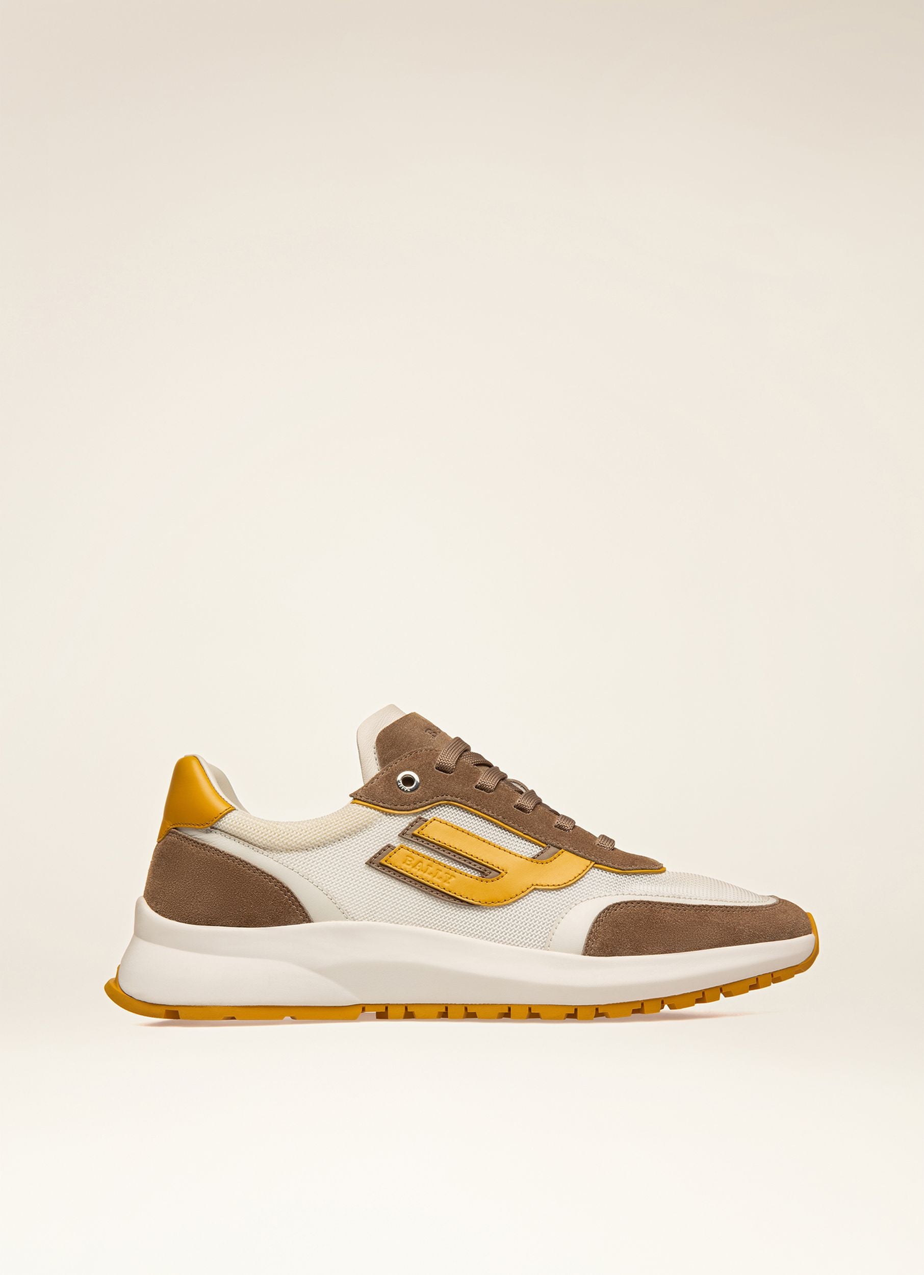 Demmy Sneakers En Maille Et Cuir Taupe Et Blanc - Homme - Bally - 01