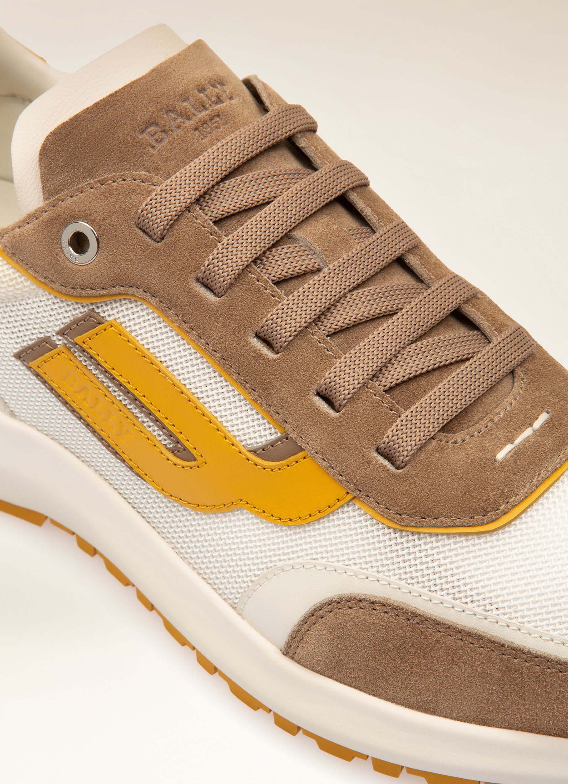 Demmy Sneakers En Maille Et Cuir Taupe Et Blanc - Homme - Bally - 02